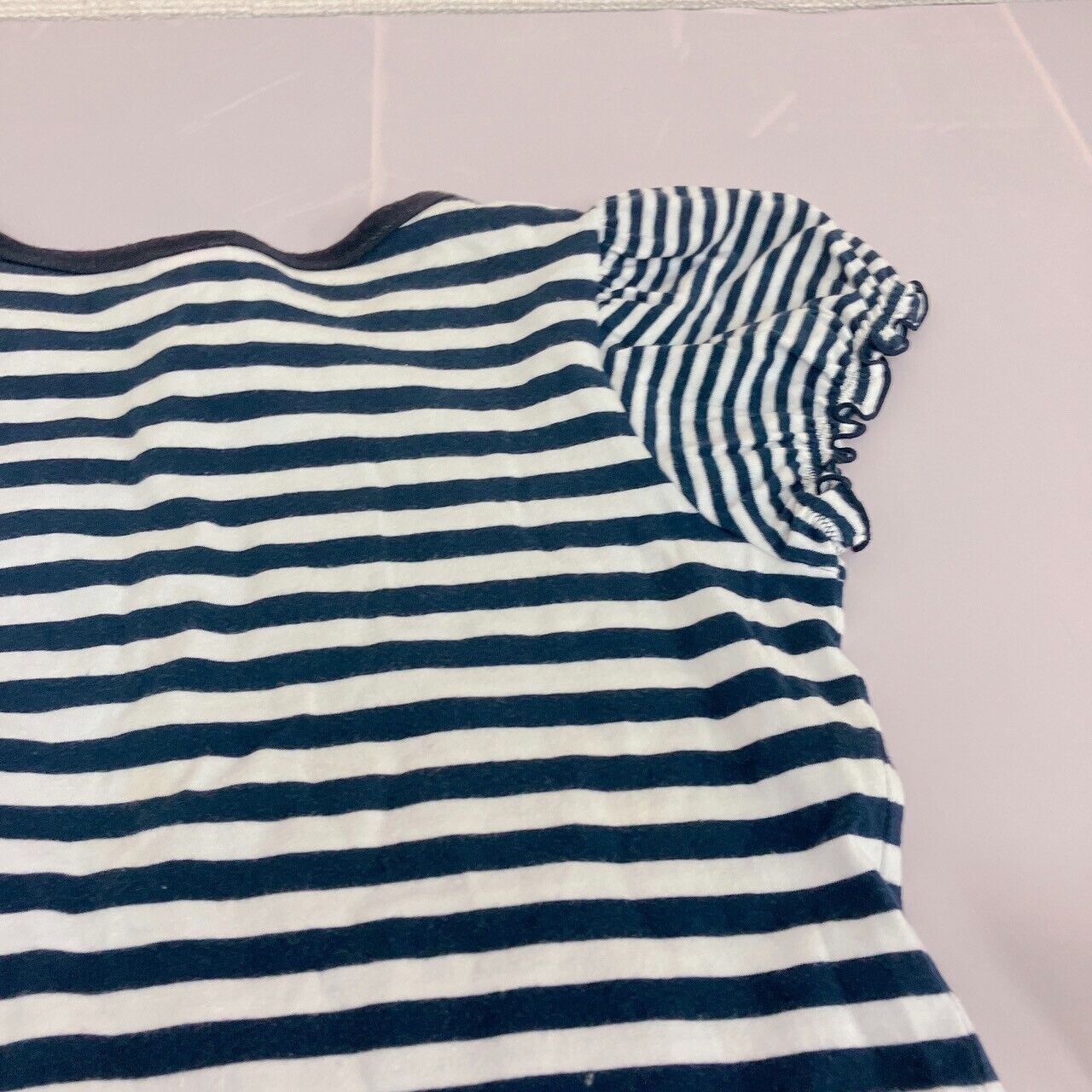 Mezzo Piano Short Sleeve T-shirt 160cm Striped Black White Heart Tops Kawaii