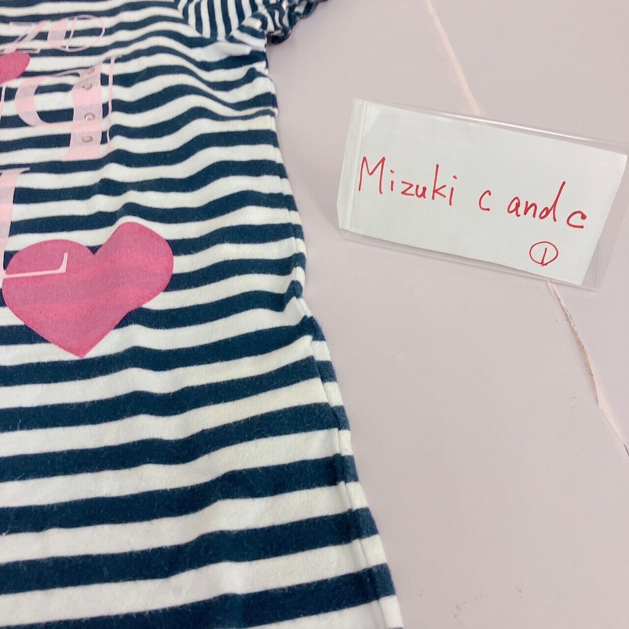 Mezzo Piano Short Sleeve T-shirt 160cm Striped Black White Heart Tops Kawaii