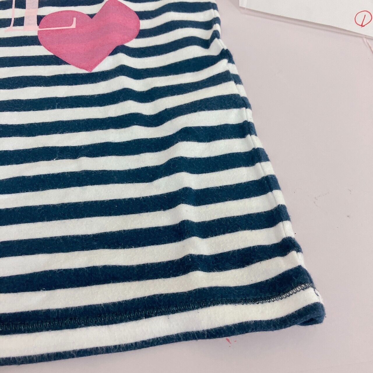 Mezzo Piano Short Sleeve T-shirt 160cm Striped Black White Heart Tops Kawaii