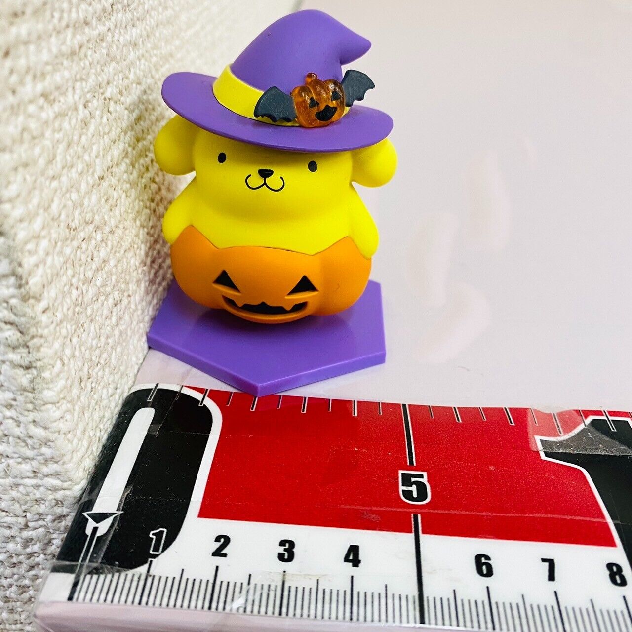 Sanrio Pompom Purin Mocchiri Mascot Figure Halloween Hat Pumpkin Happy Prize