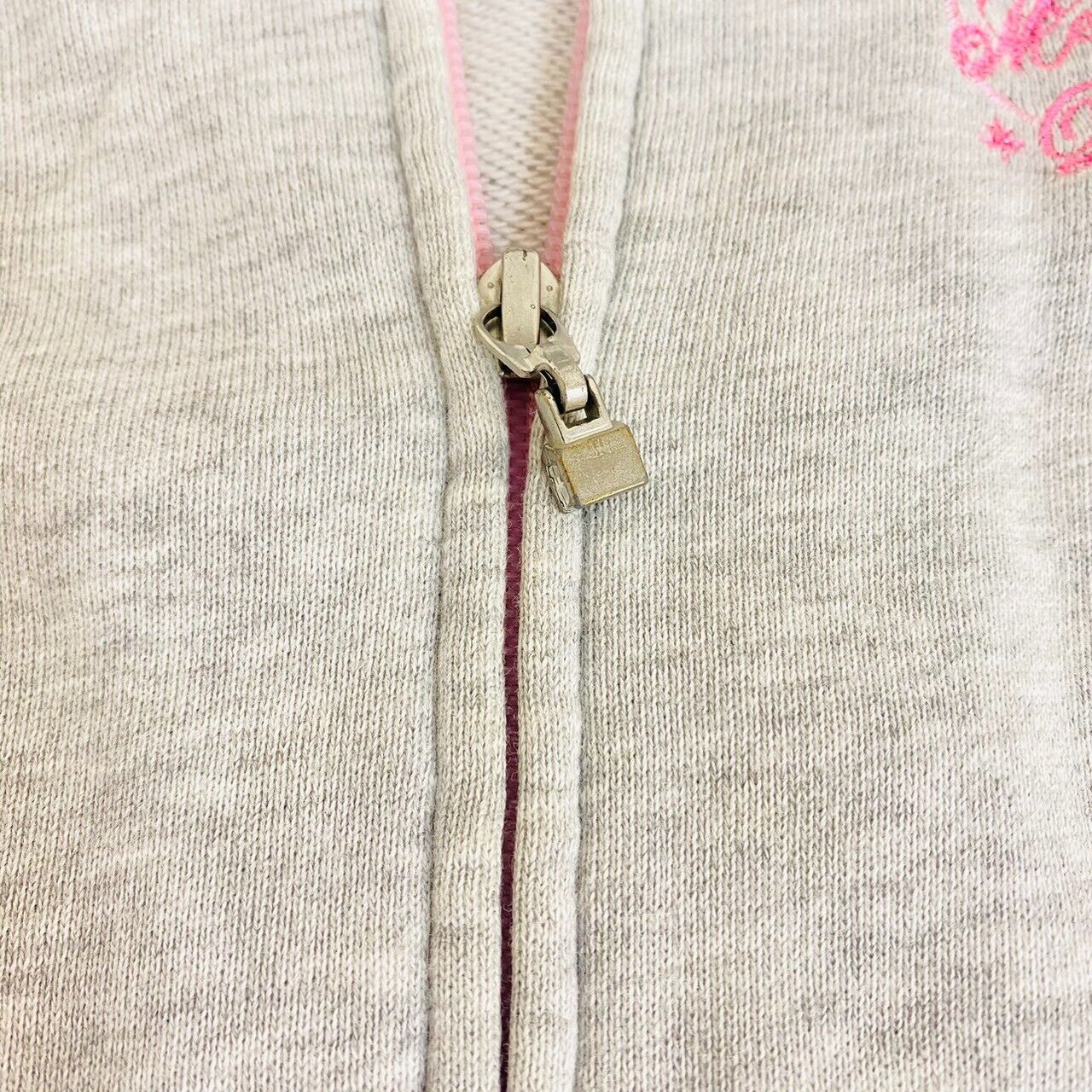 Mezzo Piano Hoodie Size 120cm Long Sleeve Gray Pink Ribbon Hood Simple Clothig