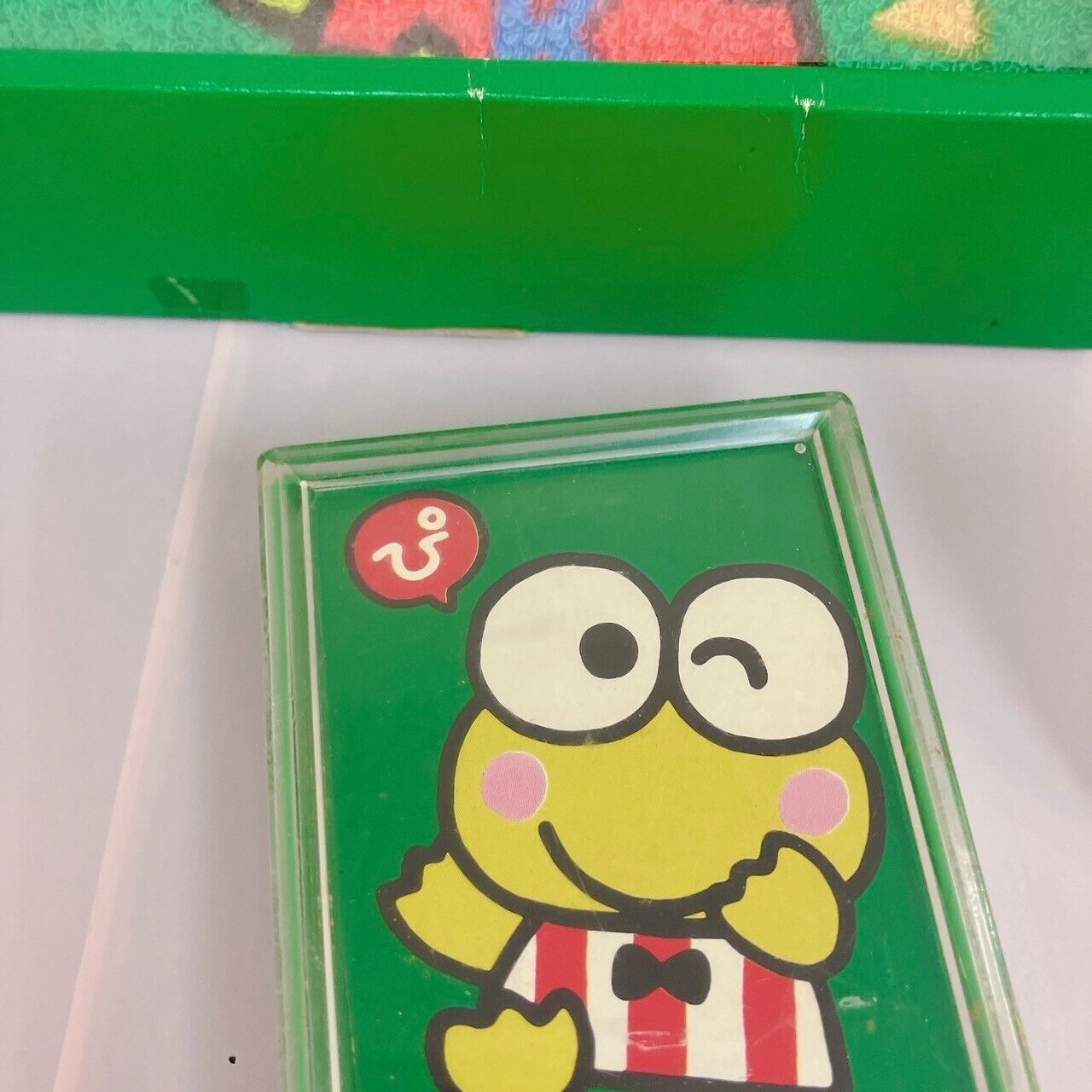 Sanrio Kerokero Keroppi Vintage Towel Frog Green Playing Card Kawaii Character