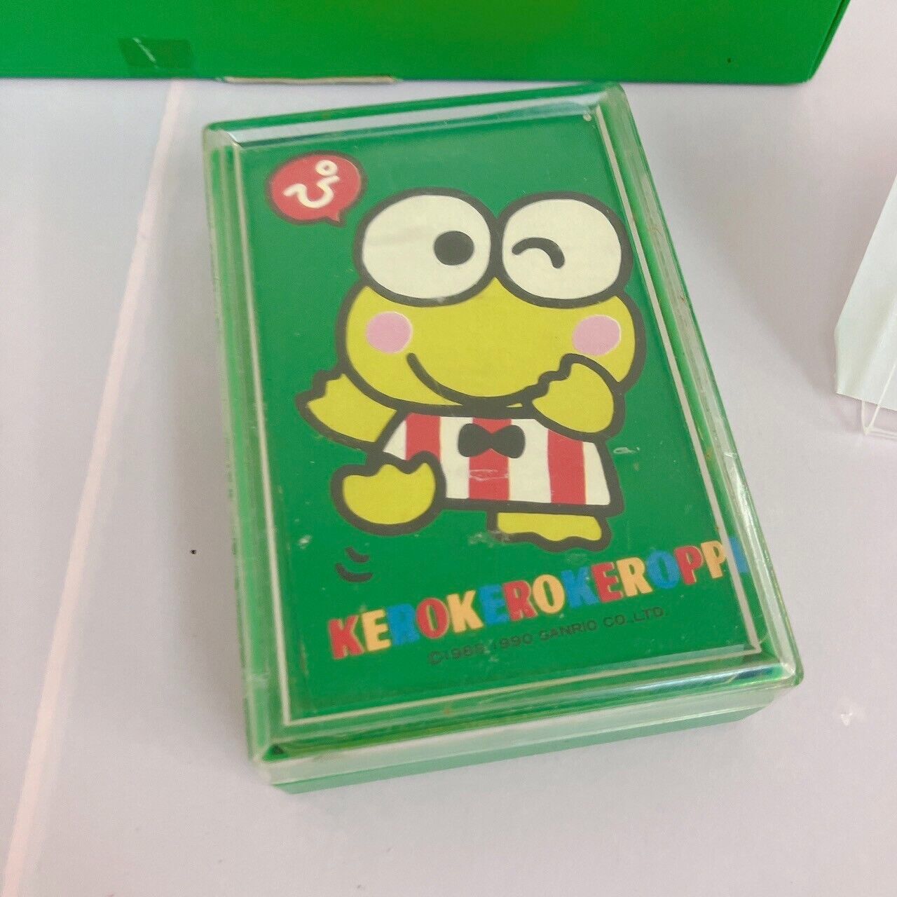 Sanrio Kerokero Keroppi Vintage Towel Frog Green Playing Card Kawaii Character