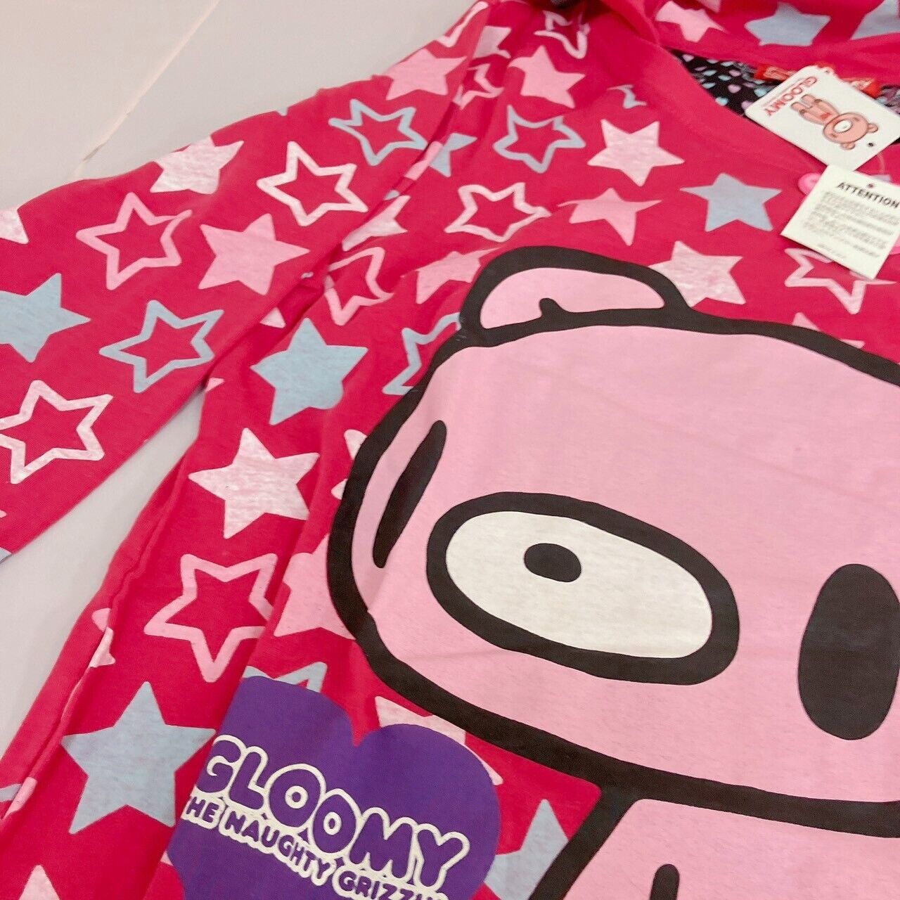 Chax GP Taito GLOOMY Long Sleeve Hoodie Pink Diapers Star Character Kawaii Rare