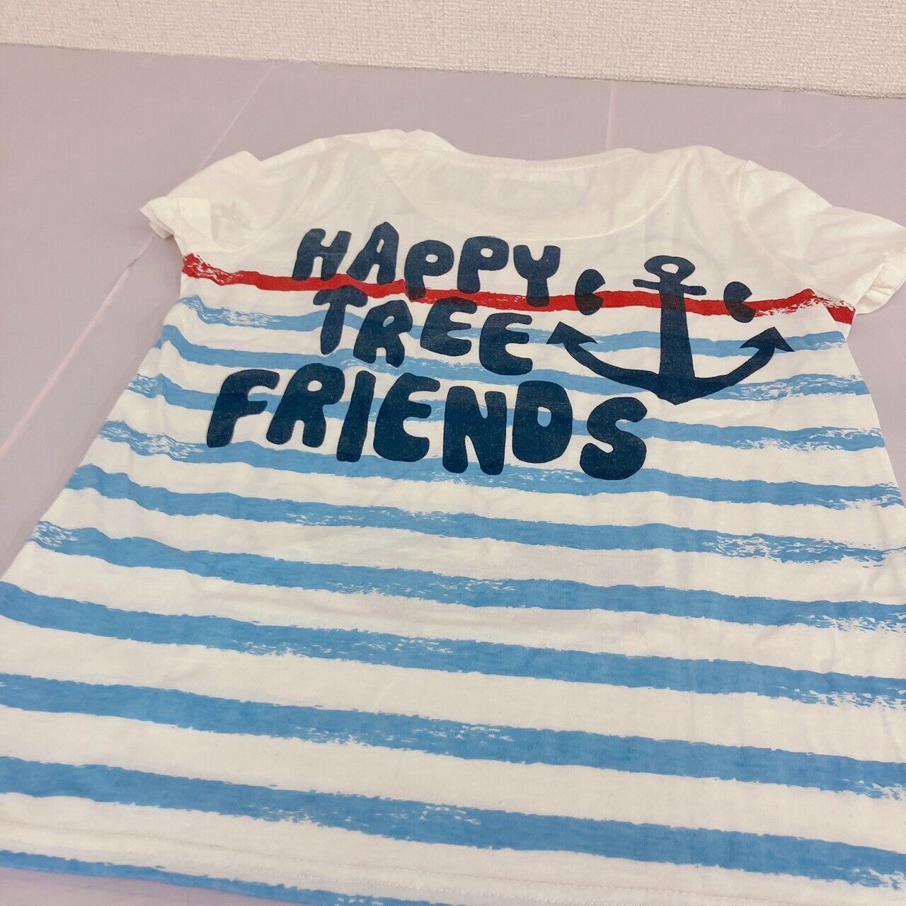 Happy Tree Friends HTF T-shirt M Size Tops Clothing Short Sleeve Striped Cuddles