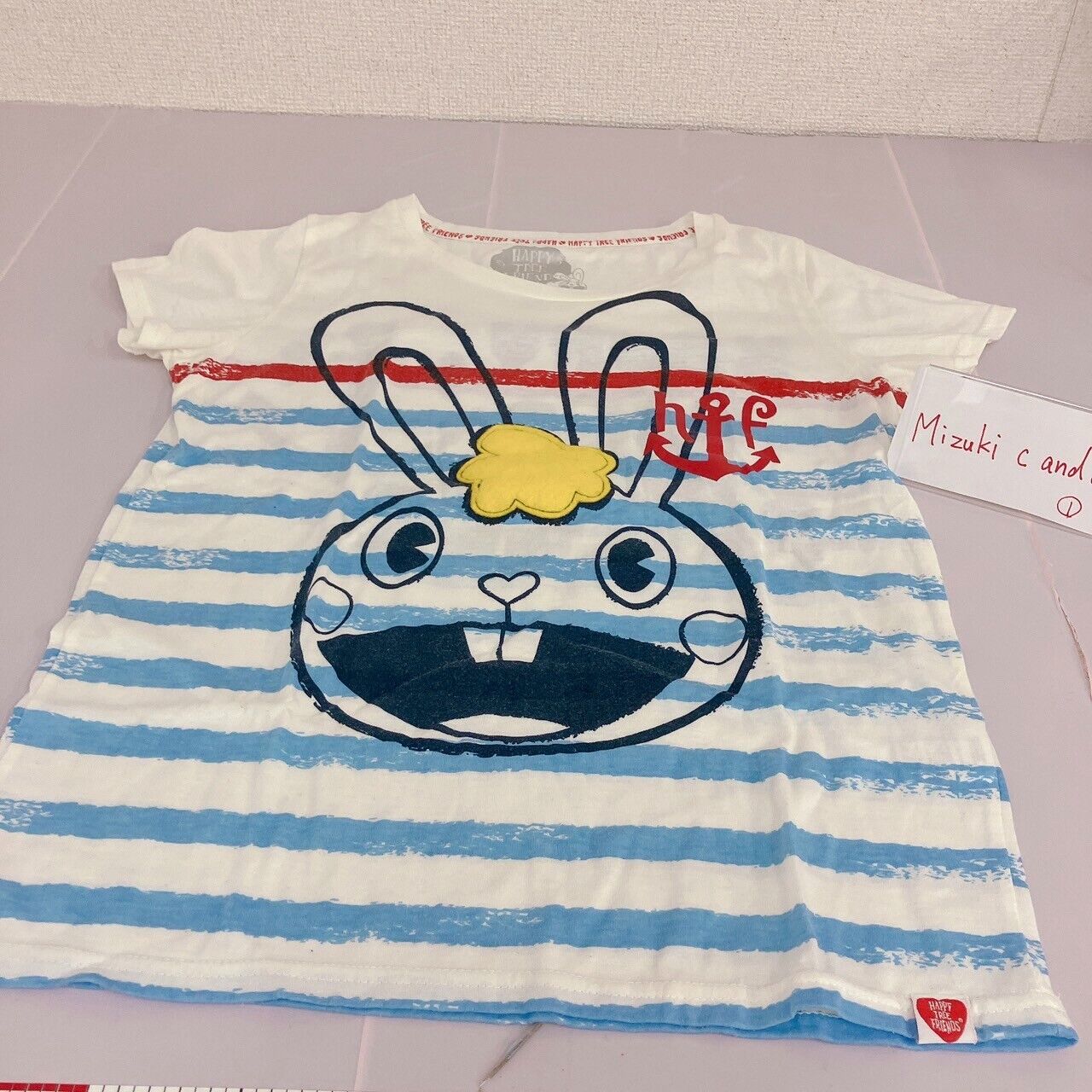 Happy Tree Friends HTF T-shirt M Size Tops Clothing Short Sleeve Striped Cuddles