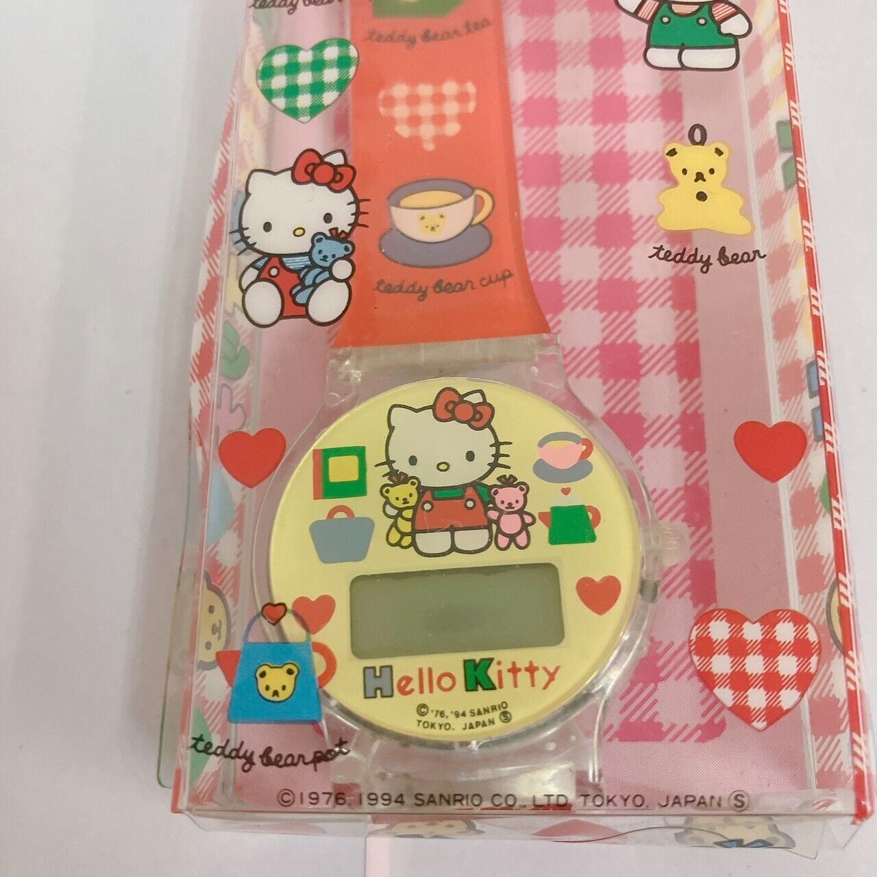 Sanrio Hello Kitty Watch Red Teddy Bear Cat Wristwatch Vintage Kawaii Character