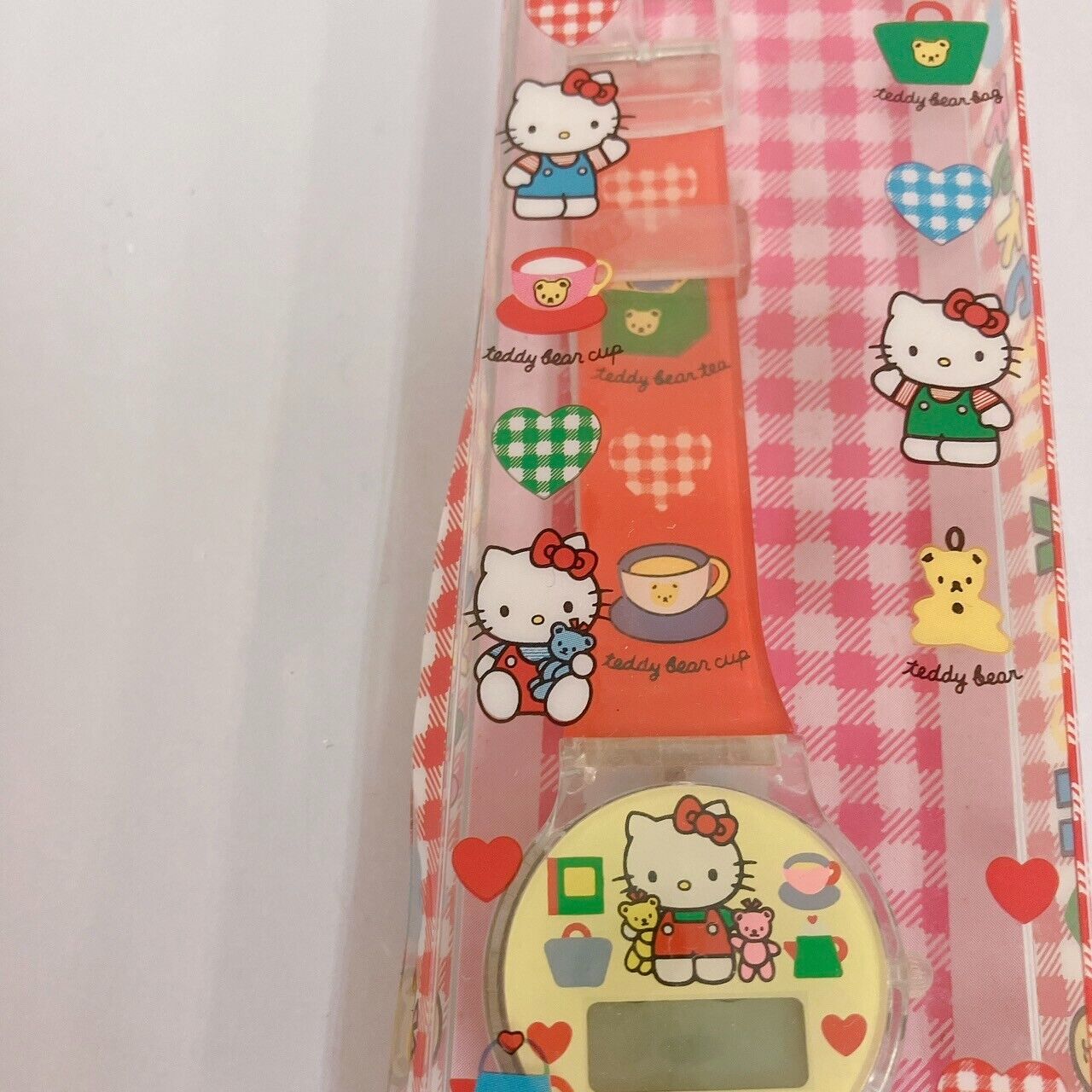 Sanrio Hello Kitty Watch Red Teddy Bear Cat Wristwatch Vintage Kawaii Character