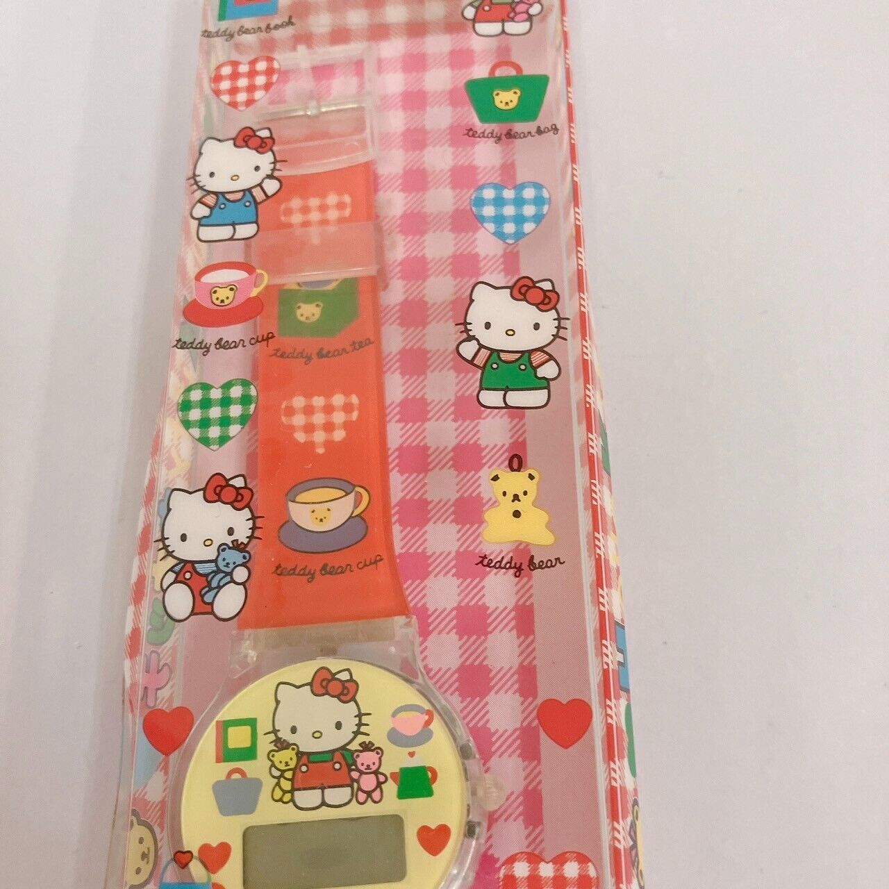 Sanrio Hello Kitty Watch Red Teddy Bear Cat Wristwatch Vintage Kawaii Character