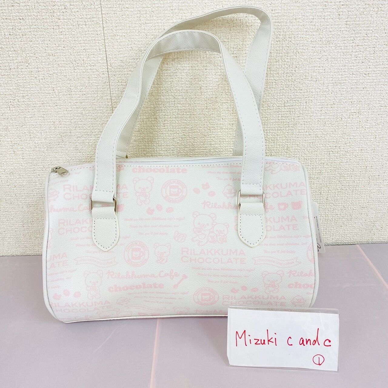 San-x Rilakkuma Korilakkuma Boston Hand Bag White Pink Kawaii Character Rare