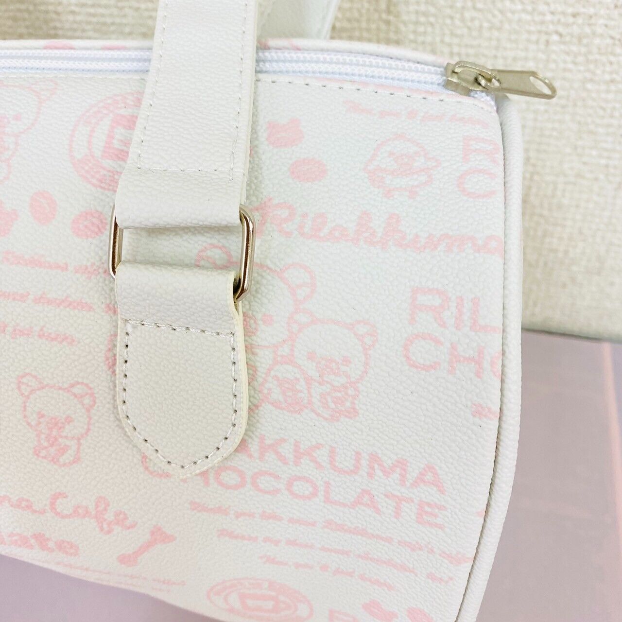 San-x Rilakkuma Korilakkuma Boston Hand Bag White Pink Kawaii Character Rare