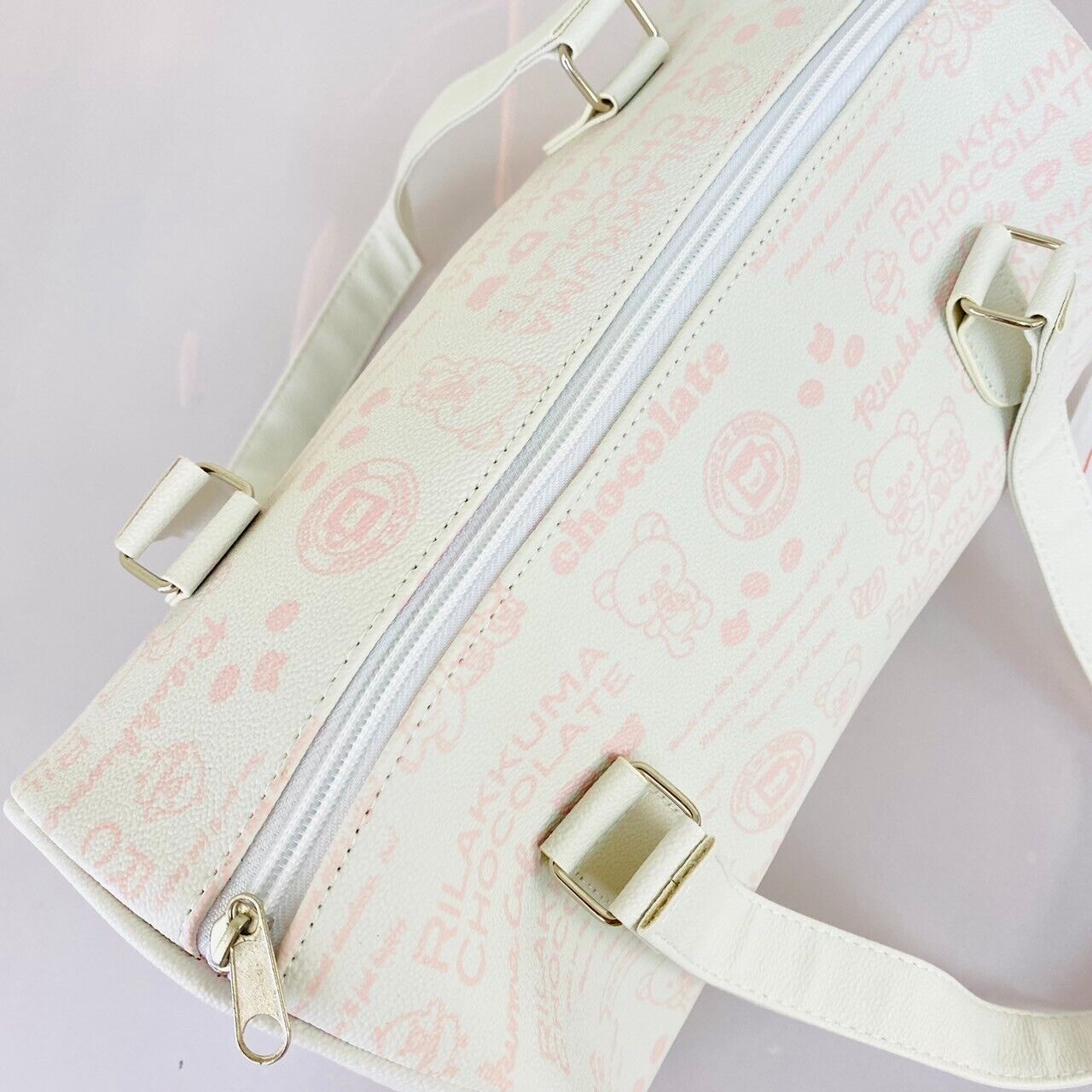 San-x Rilakkuma Korilakkuma Boston Hand Bag White Pink Kawaii Character Rare