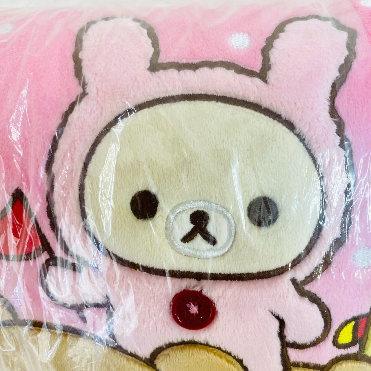 San-x Rilakkuma Korilakkuma Kiiroitori Cushion Pink Kumanobori Fluffy Bear Rare