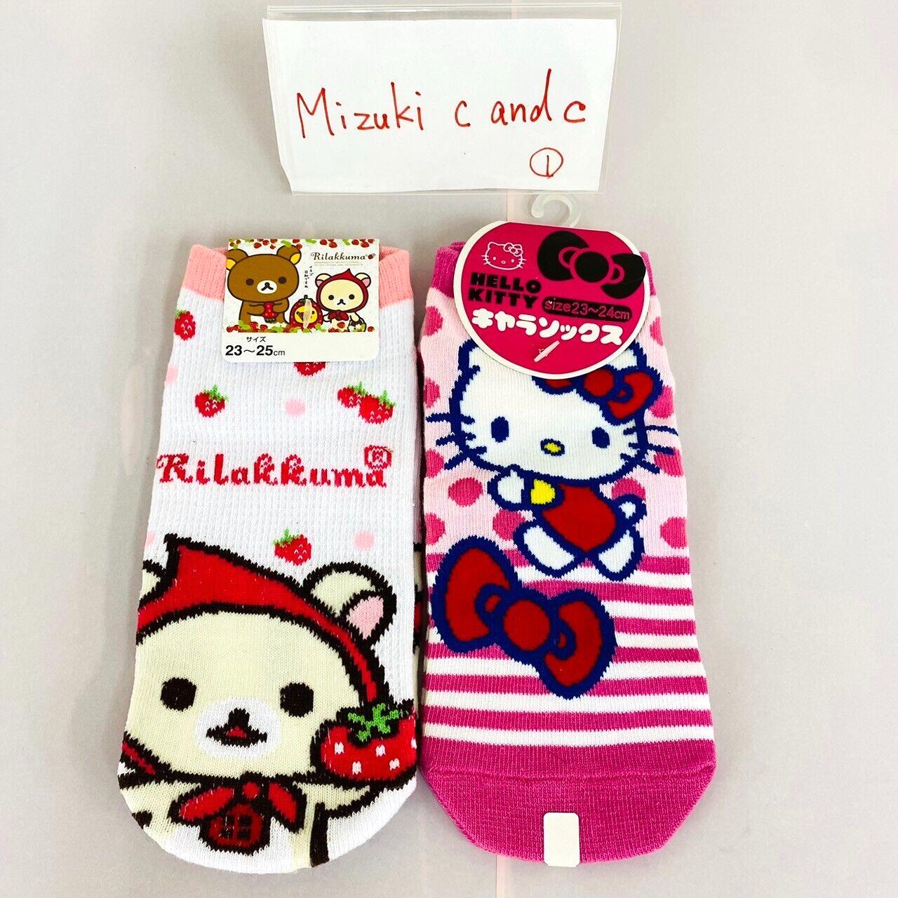 San-x Rilakkuma Korilakkuma Sanrio Hello Kitty Socks Set 2 Ribbon Strawberry