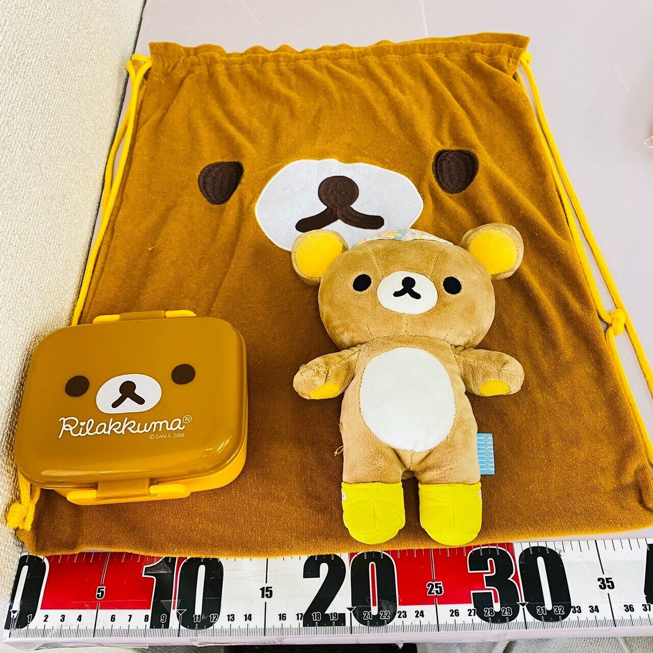 San-X Rilakkuma Knapsack Lunch Box Plush Blanket Set 4 Brown Bear Fluffy Kawaii