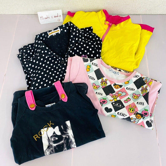 Kids Clothing Set 4 T-shirt 150cm 160cm Long Sleeve Jacket Pink Black Yellow Dot