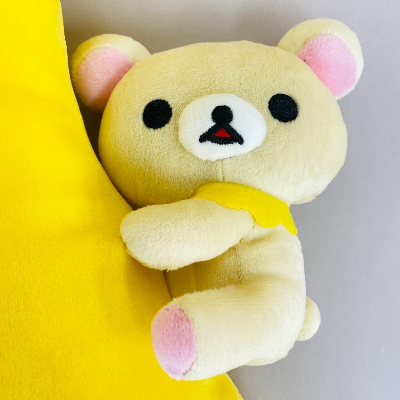 San-x Rilakkuma Korilakkuma Fluffy Banana Cushion Set 2 Yellow Brown White Bear