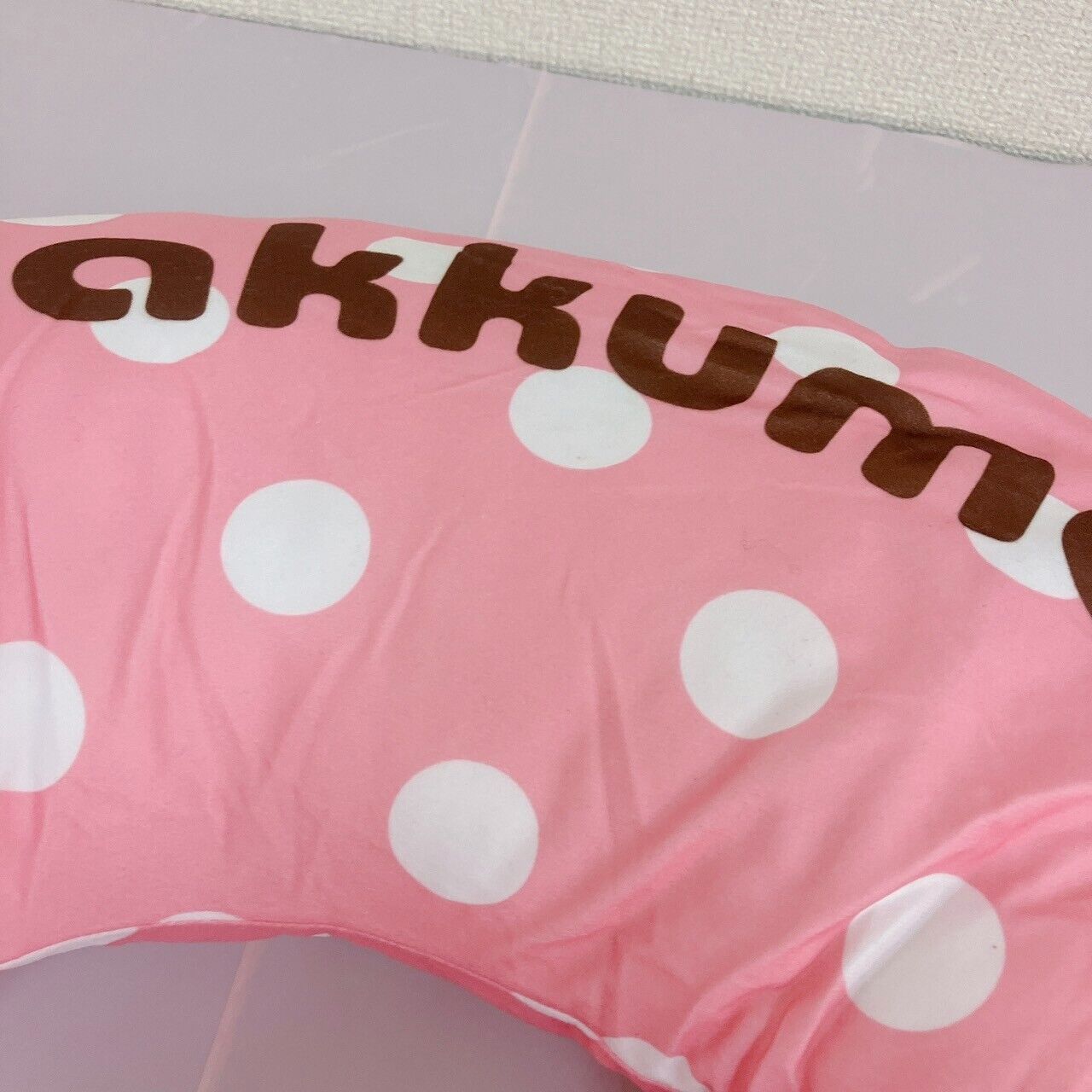 San-X Rilakkuma Korilakkuma Plush Dararan Waist Cushion Pink polka dot pattern