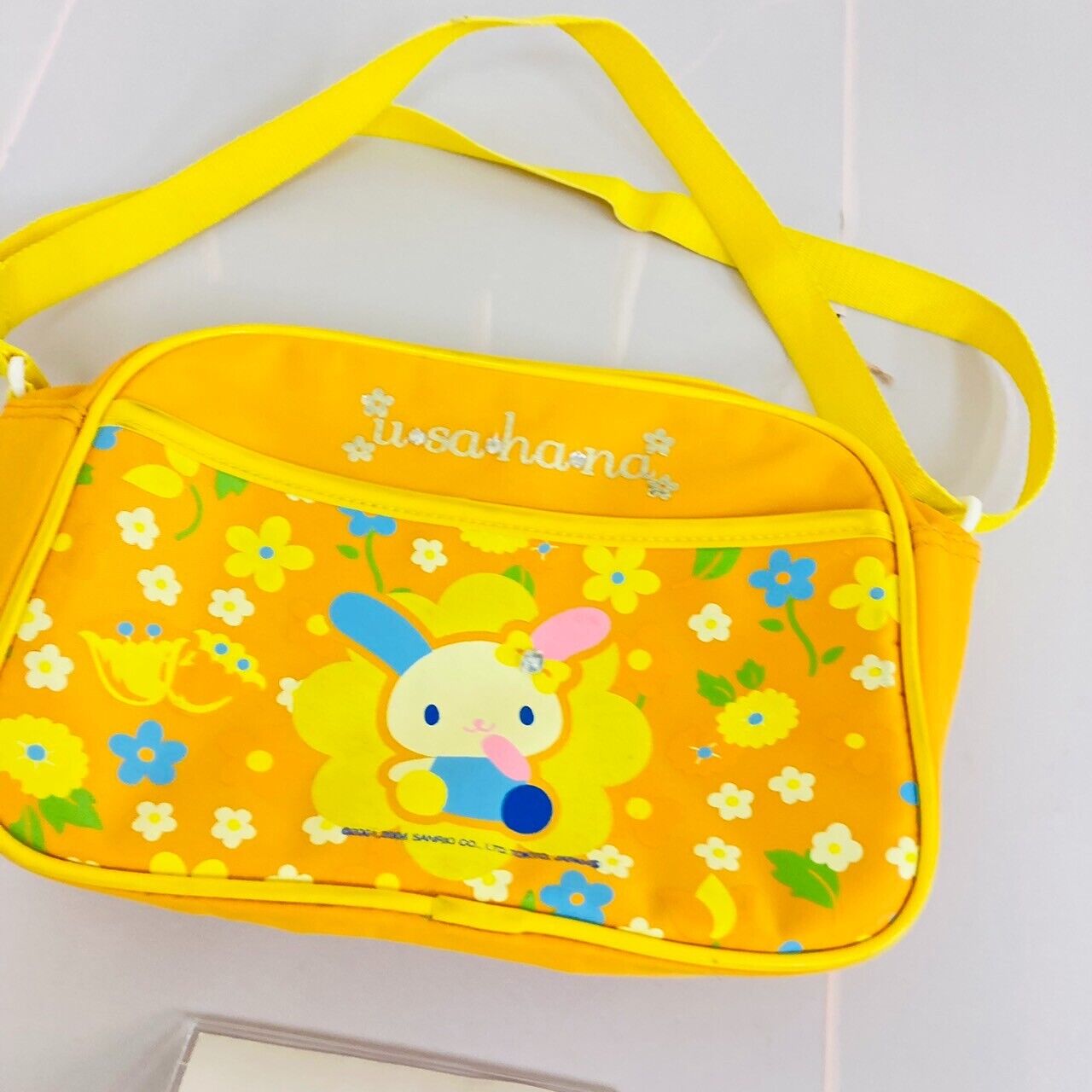 Sanrio Usahana Shoulder Bag School Yellow Flowers Rabbit Kawaii Character Rare