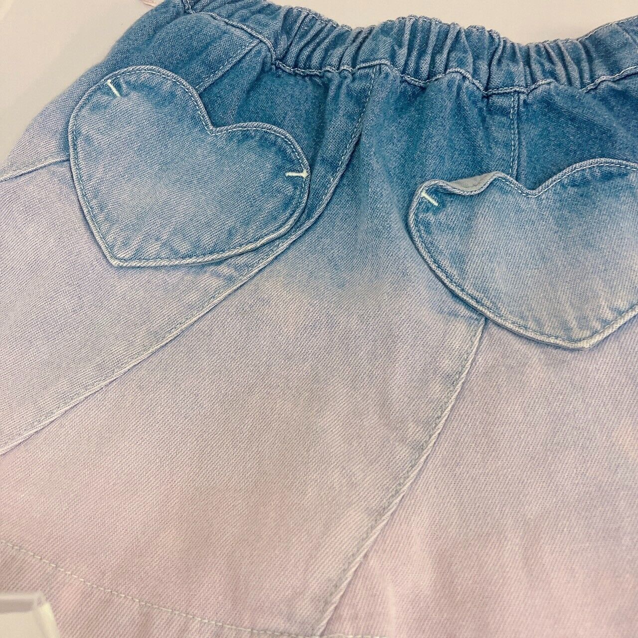 Mezzo Piano Denim Skirt 100cm Gradation Hibiscus Flower Kids Heart Clothing Rare