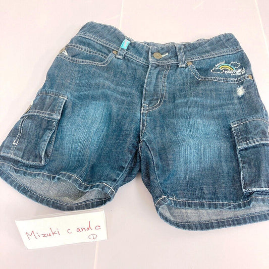 Daisy Lovers Kids Short Pants 140cm Denim Rainbow Paradise Girl Hibiscus Kawaii