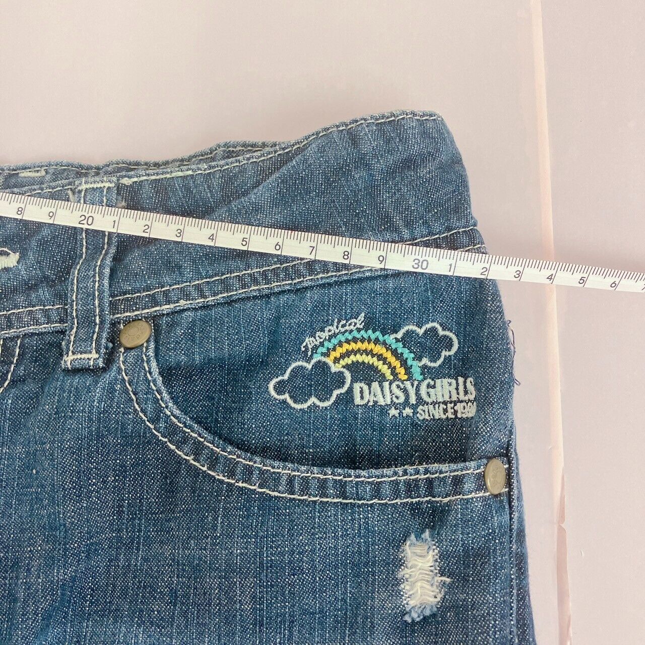 Daisy Lovers Kids Short Pants 140cm Denim Rainbow Paradise Girl Hibiscus Kawaii