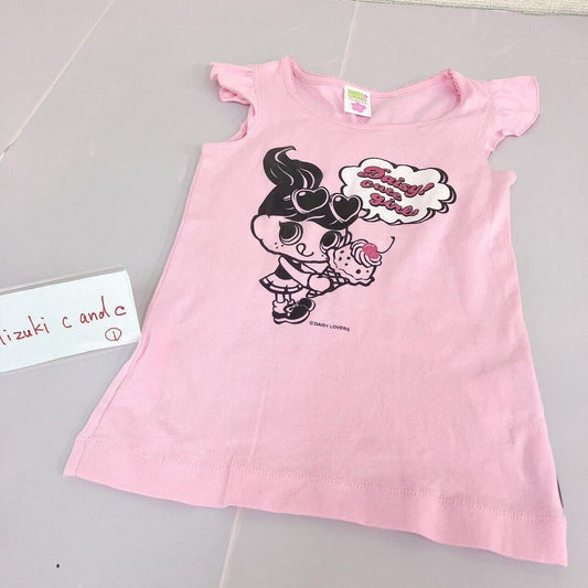 Daisy Lovers Pink Tops T-shirt 130cm Short Sleeve Kids Girl Ice Cream Cute Frill