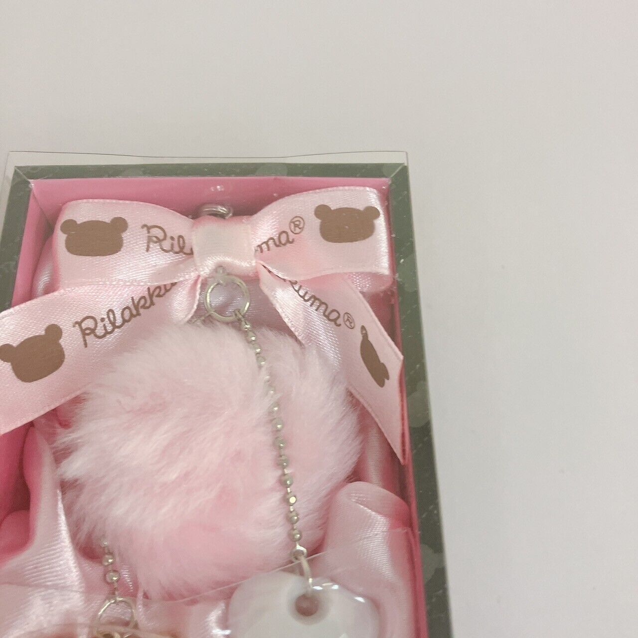 San-x Rilakkuma Accessory Strap Ribbon Fluffy Heart Pink Bear Mascot Kawaii Rare