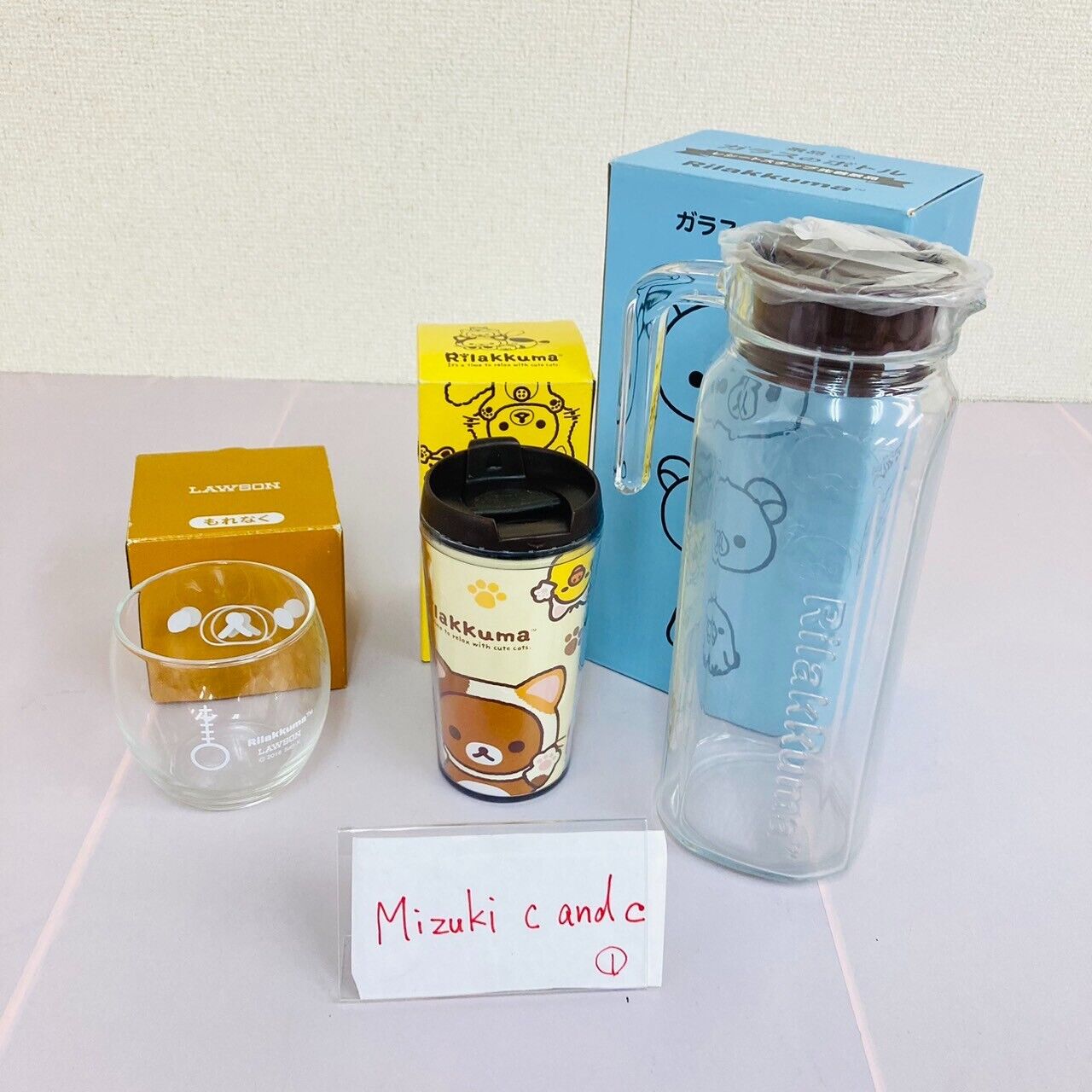 San-X Rilakkuma Kiiroitori Water Bottle Glass Tumblr Bear 3 Set Kawaii Character