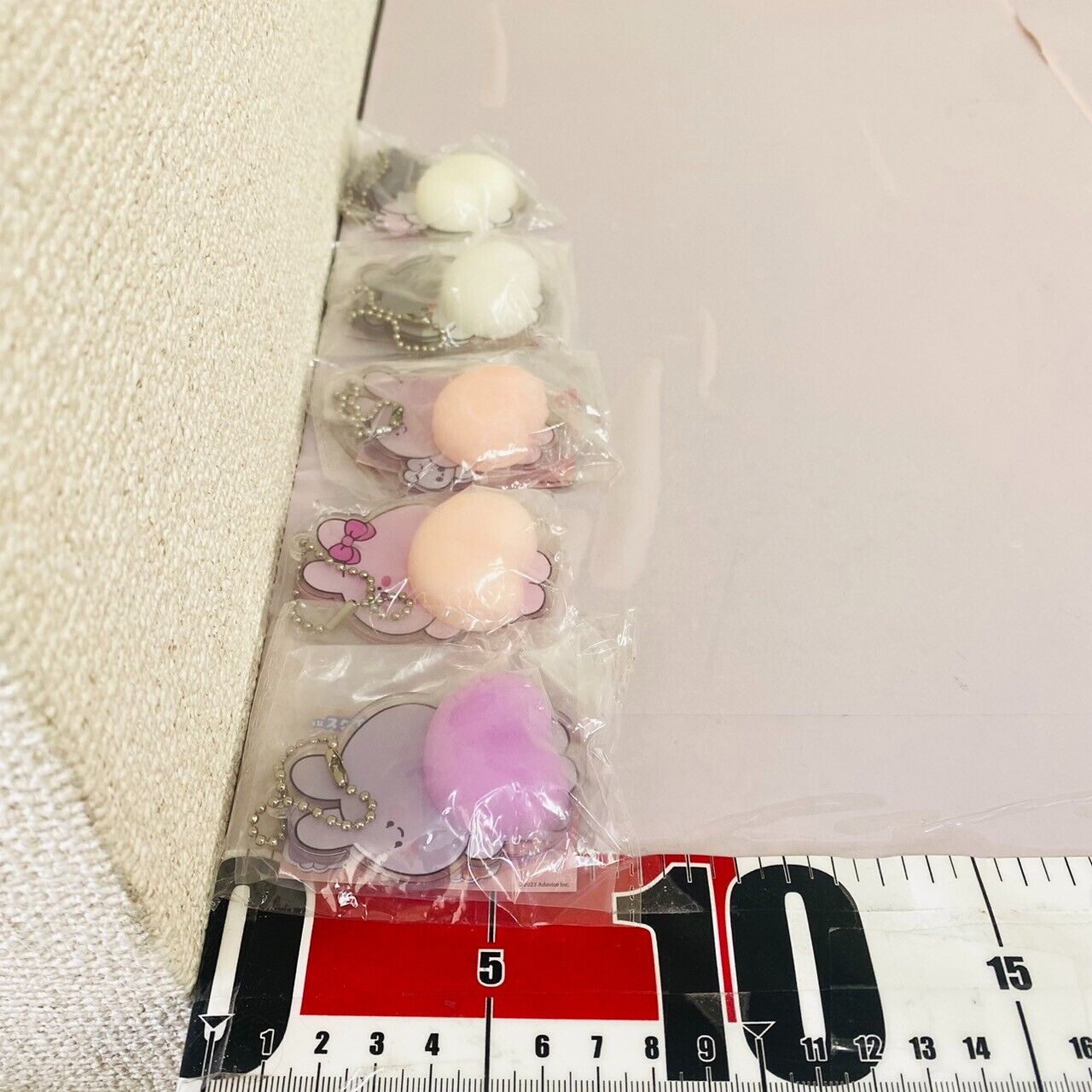 Asamimi chan Sticky Buttocks Squeeze Acrylic Key Ring Set 5 Ball Chain Rabbit