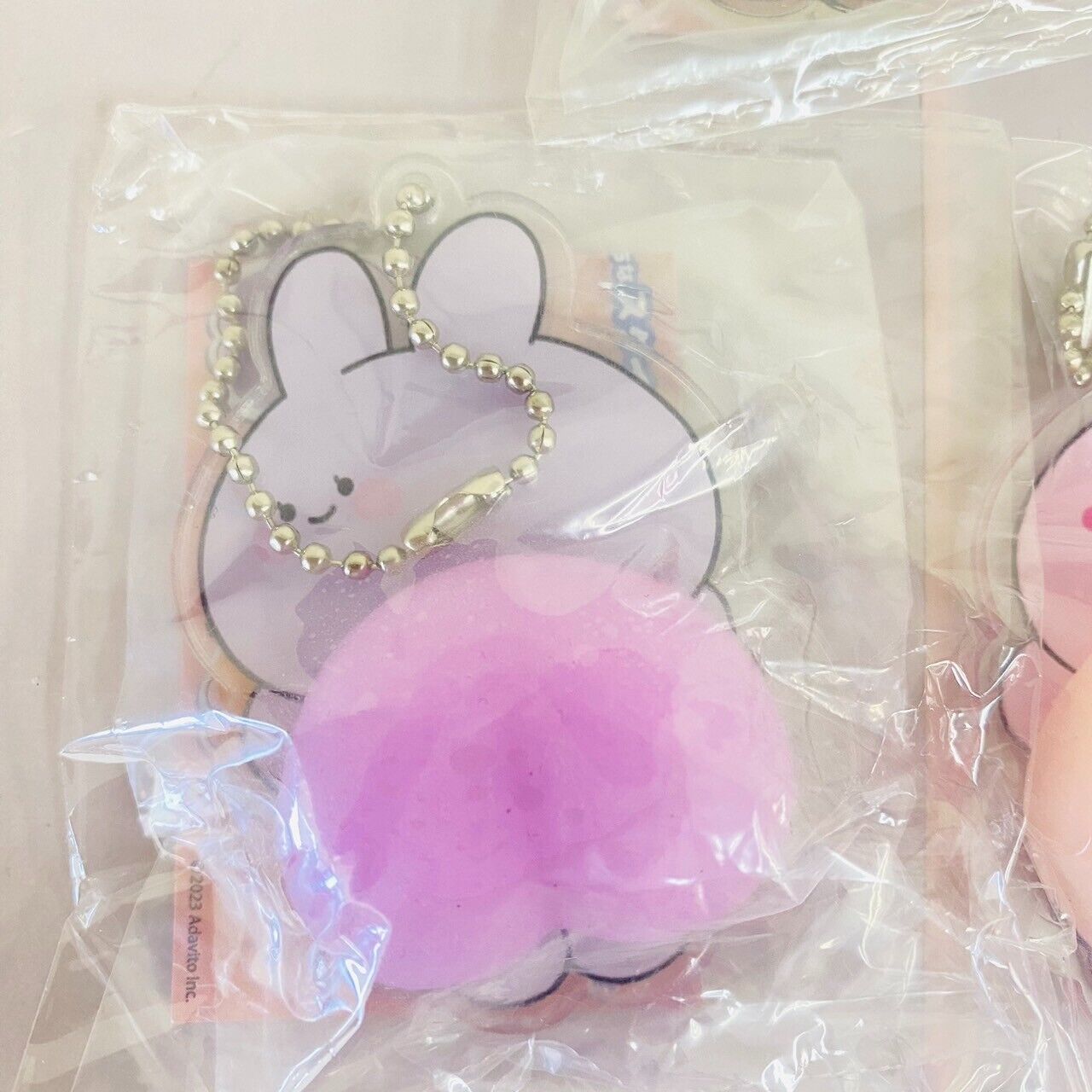 Asamimi chan Sticky Buttocks Squeeze Acrylic Key Ring Set 5 Ball Chain Rabbit