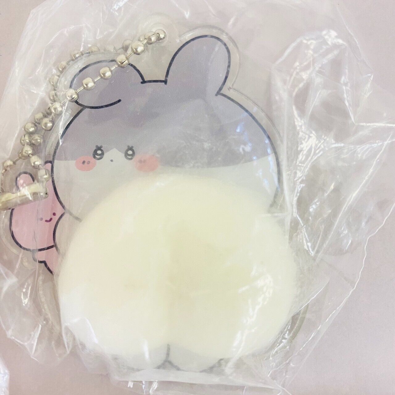 Asamimi chan Sticky Buttocks Squeeze Acrylic Key Ring Set 5 Ball Chain Rabbit