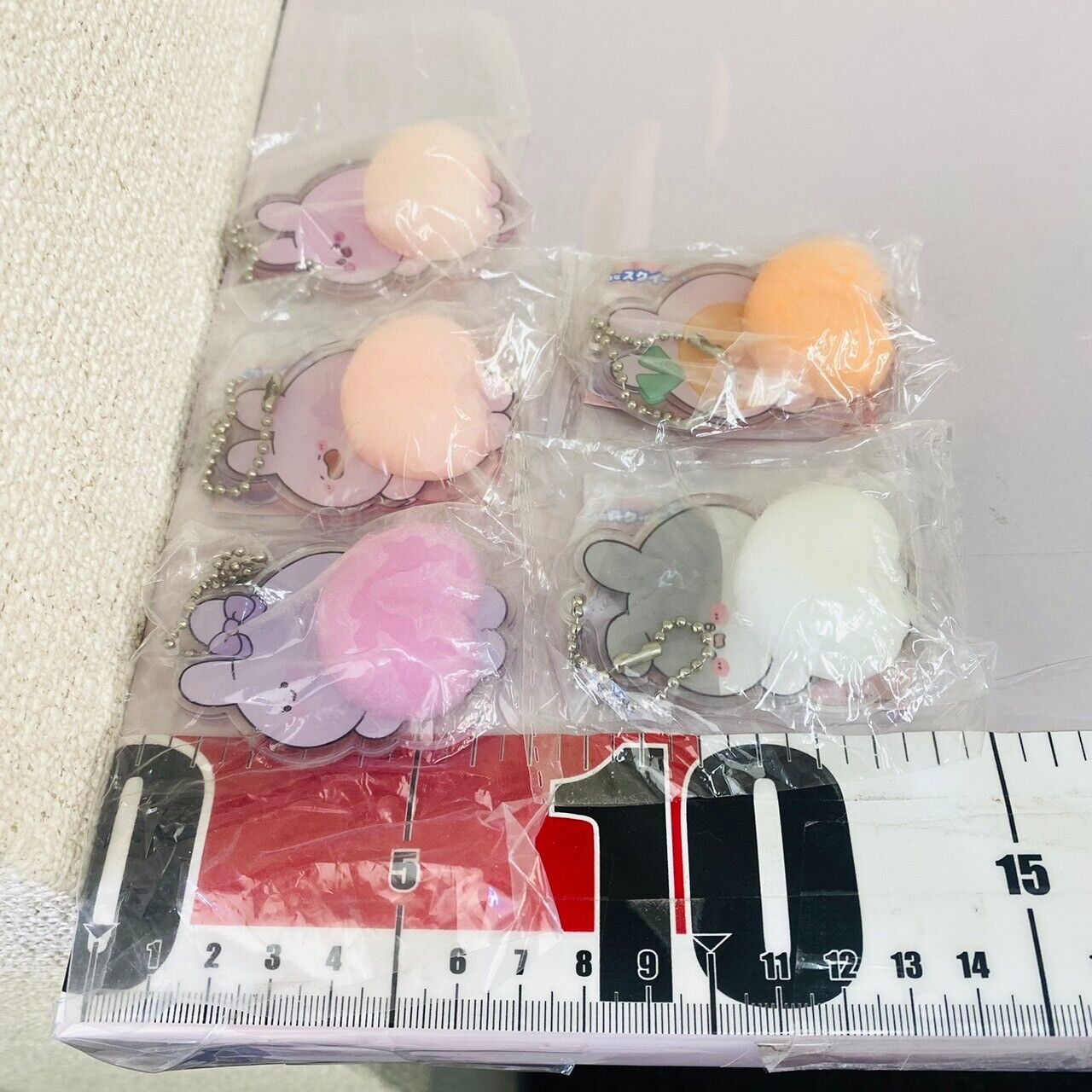 Asamimi chan Sticky Buttocks Squeeze Acrylic Key Ring Set 5 Rabbit Carrot Chain