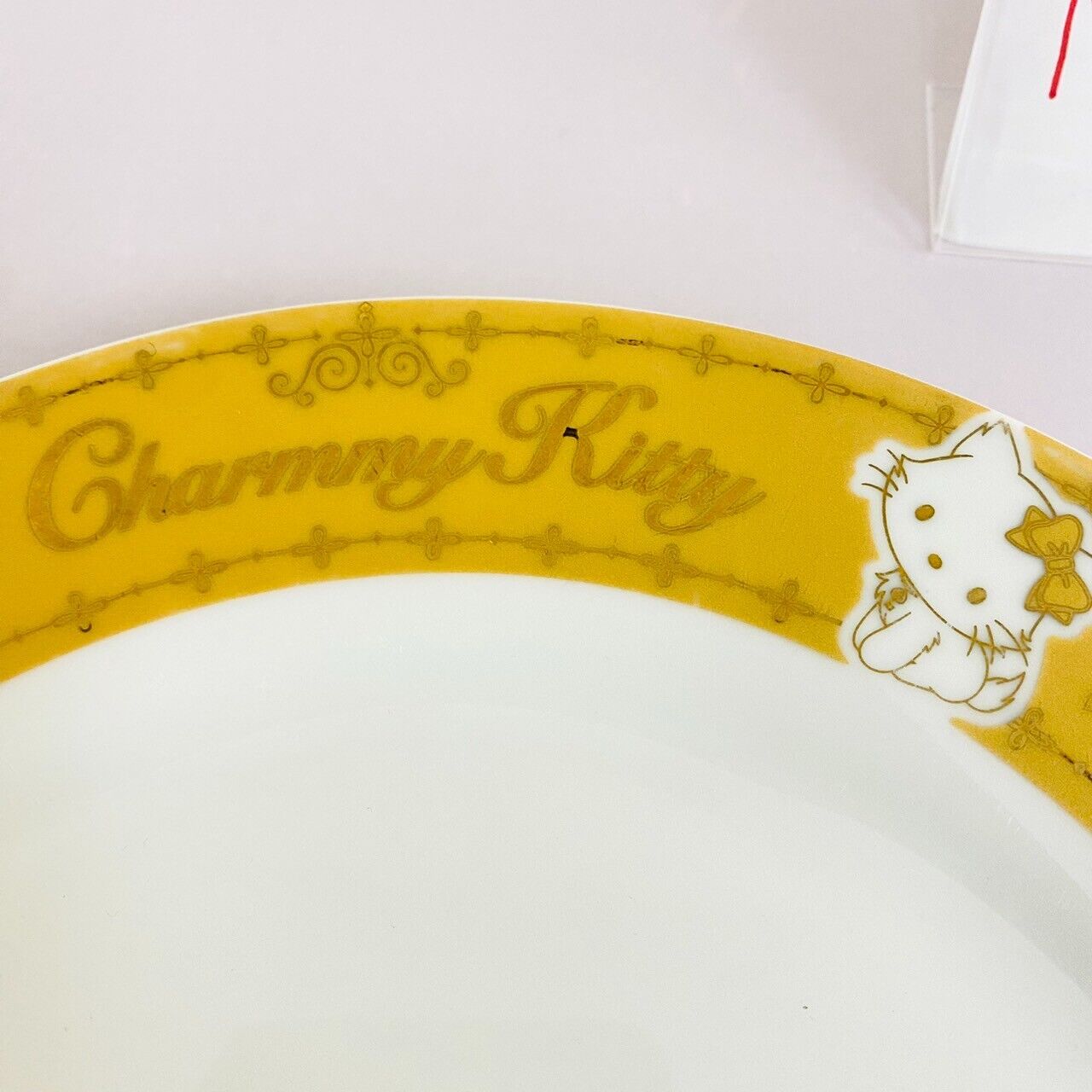 Sanrio Charmmy Charmy Kitty Large Plate Set 2 Yellow White Cat Rose Flower Rare