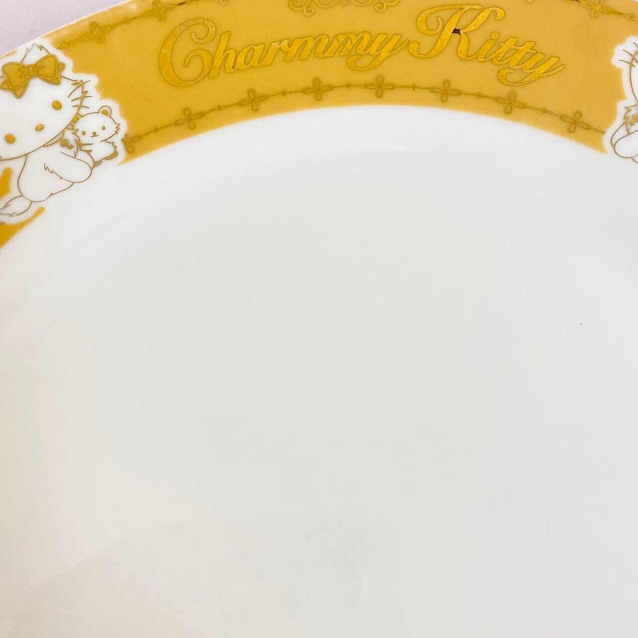 Sanrio Charmmy Charmy Kitty Large Plate Set 2 Yellow White Cat Rose Flower Rare