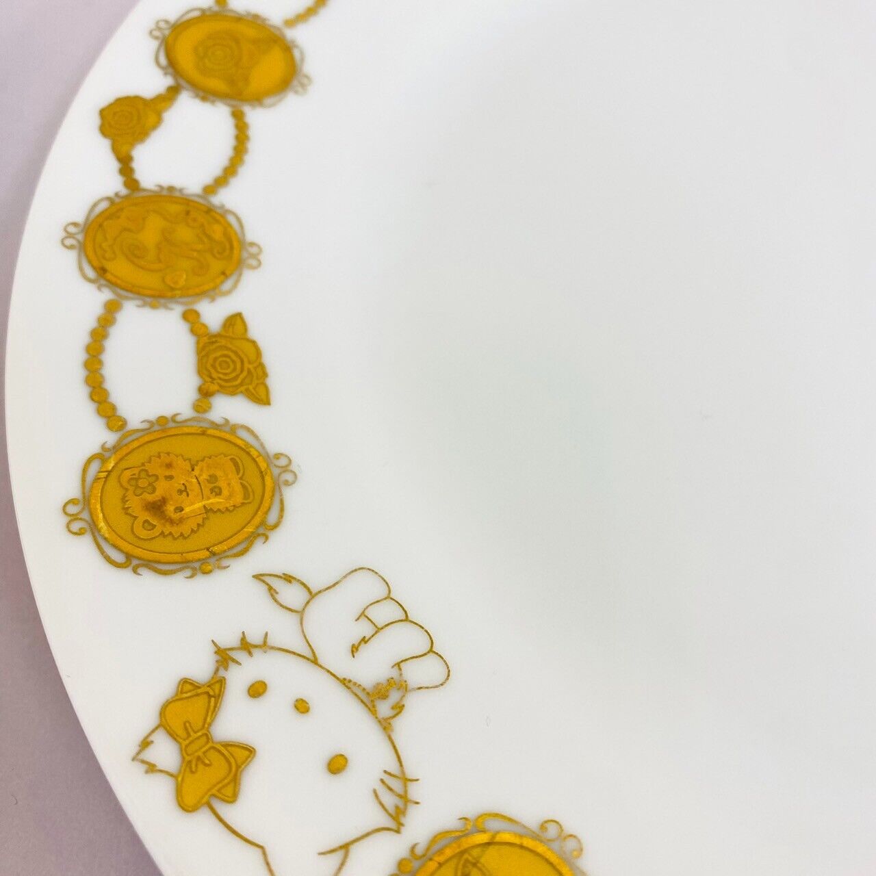 Sanrio Charmmy Charmy Kitty Large Plate Set 2 Yellow White Cat Rose Flower Rare