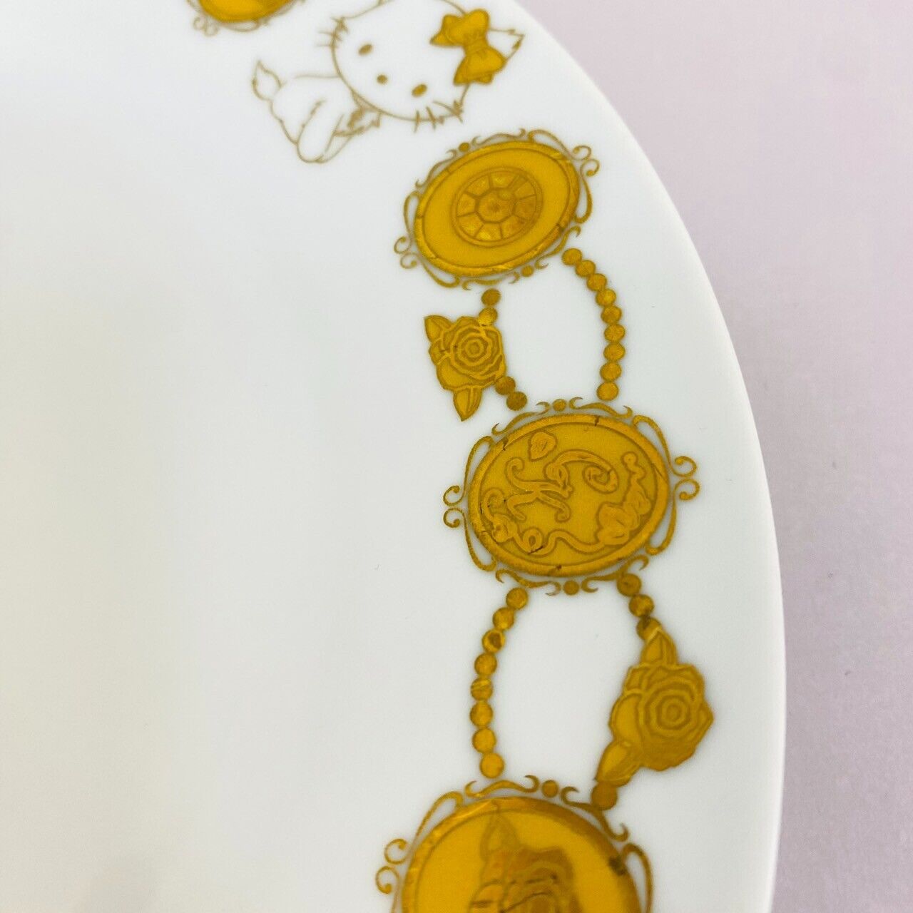 Sanrio Charmmy Charmy Kitty Large Plate Set 2 Yellow White Cat Rose Flower Rare