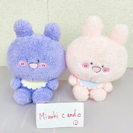 Asamimi Chan Plush Set 2 Soft Stuffed Toy Doll Babumimi Ver. Baby Pink Purple