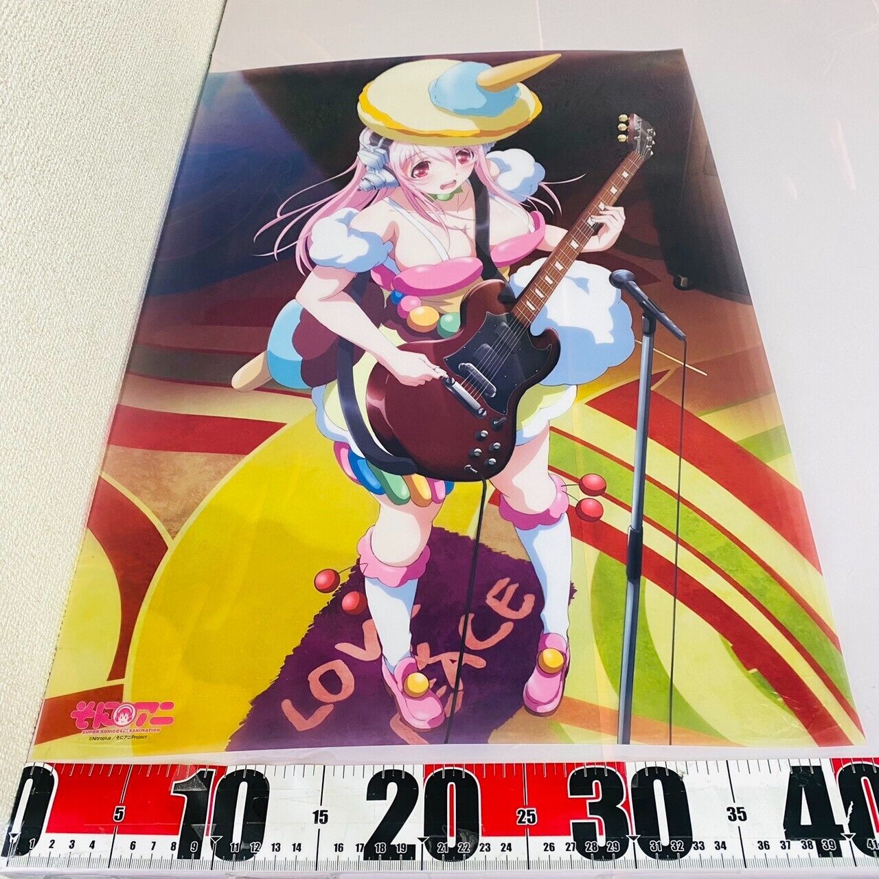 Super Sonico Clear Poster Soniani Prize Headphone Guitar Anime Manga Kawaii Rare