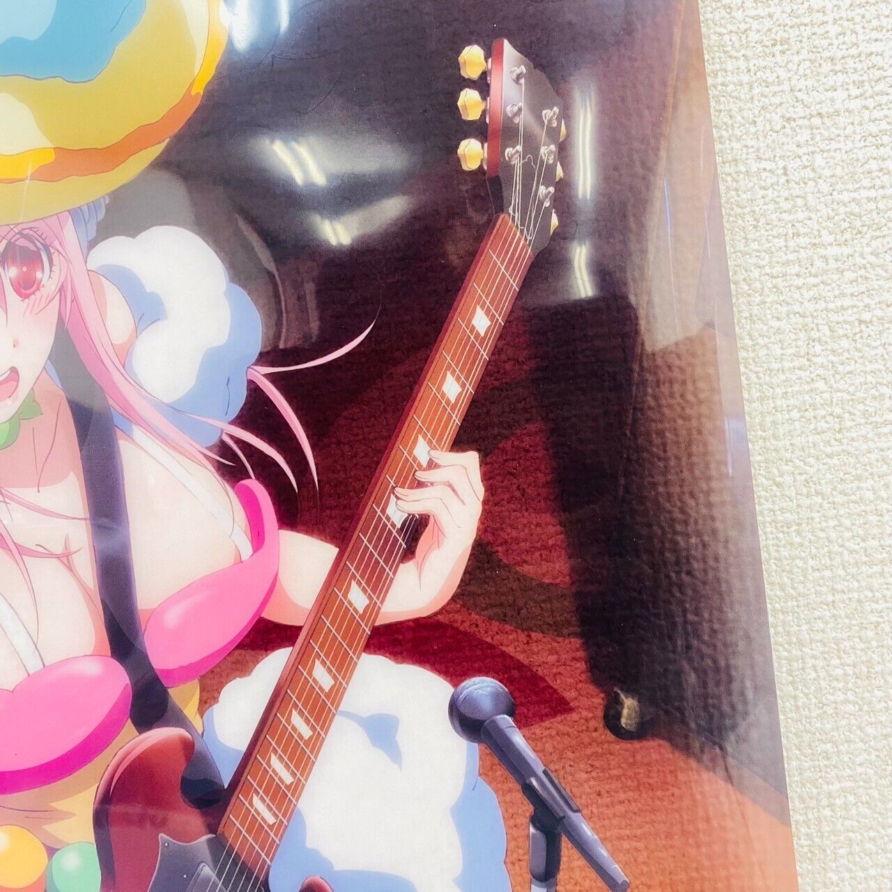 Super Sonico Clear Poster Soniani Prize Headphone Guitar Anime Manga Kawaii Rare