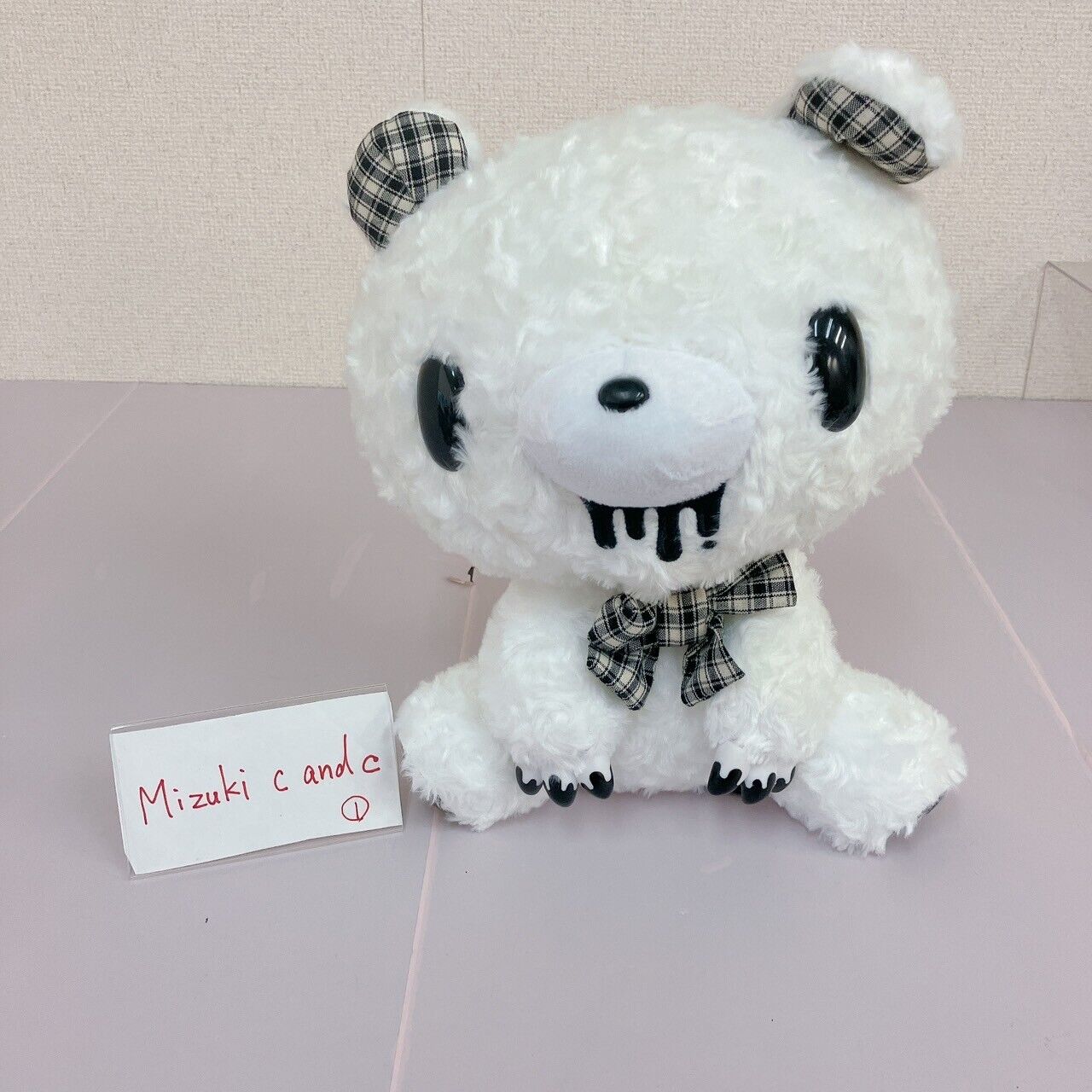 TAiTo Gloomy Bear White Bloody Plush Doll Soft Stuffed Toy Ribbon Plaid CGP 542