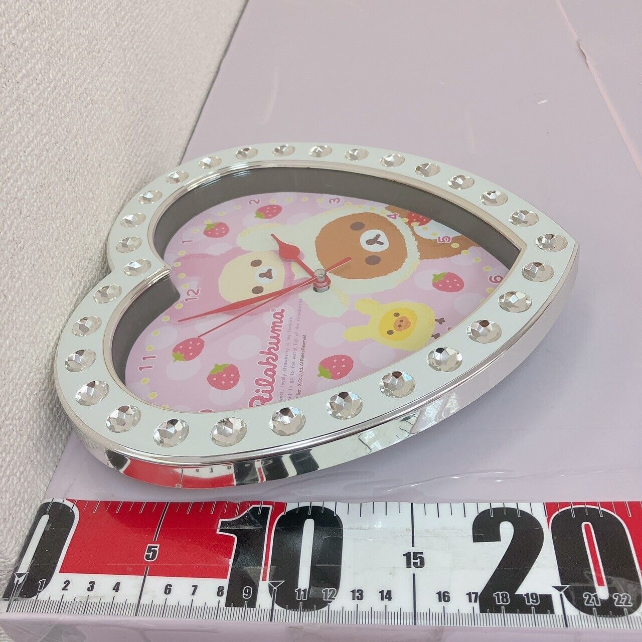 San-x Rilakkuma Clock Heart Jewelry Wall Clock Korilakkuma Kiiroitori White Pink