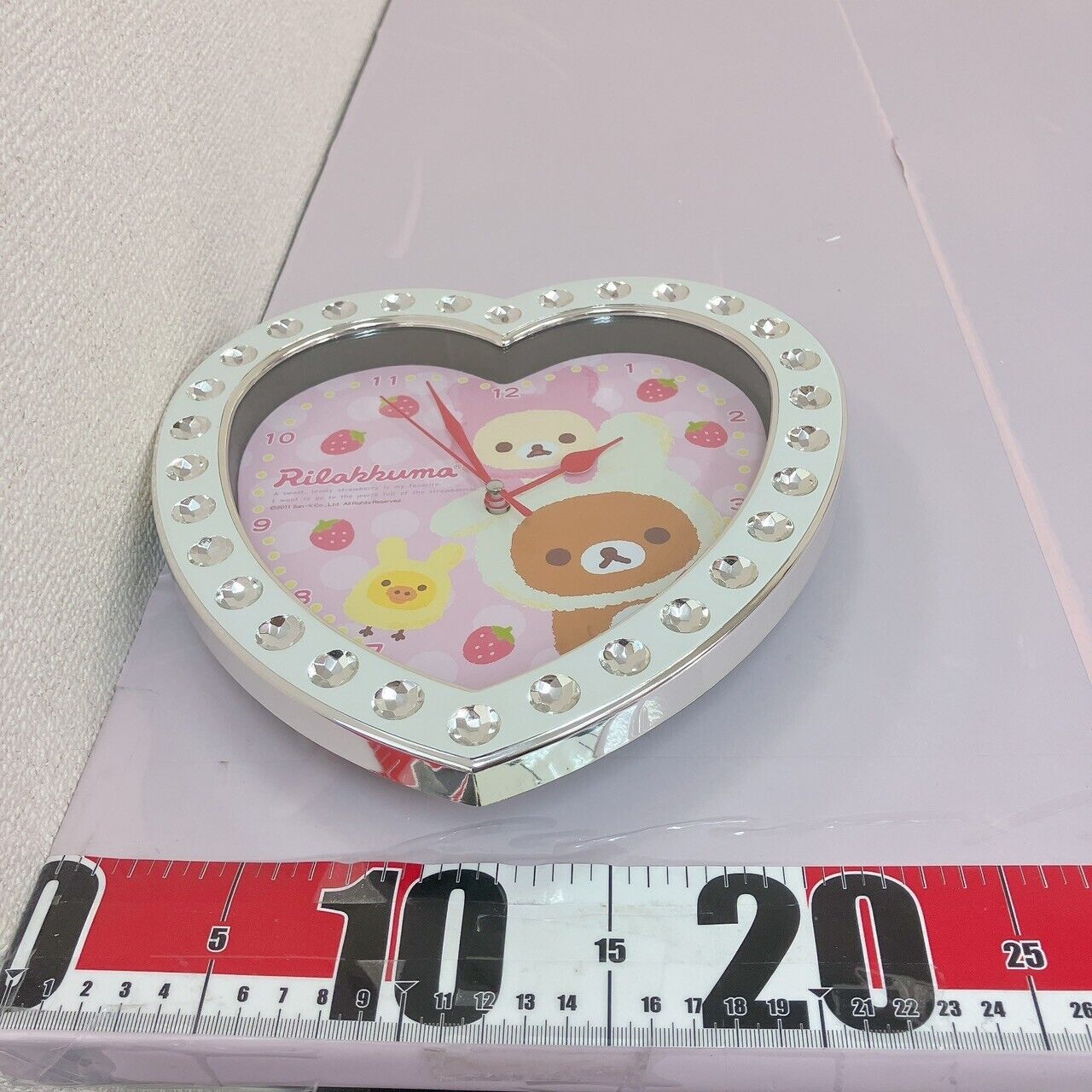 San-x Rilakkuma Clock Heart Jewelry Wall Clock Korilakkuma Kiiroitori White Pink