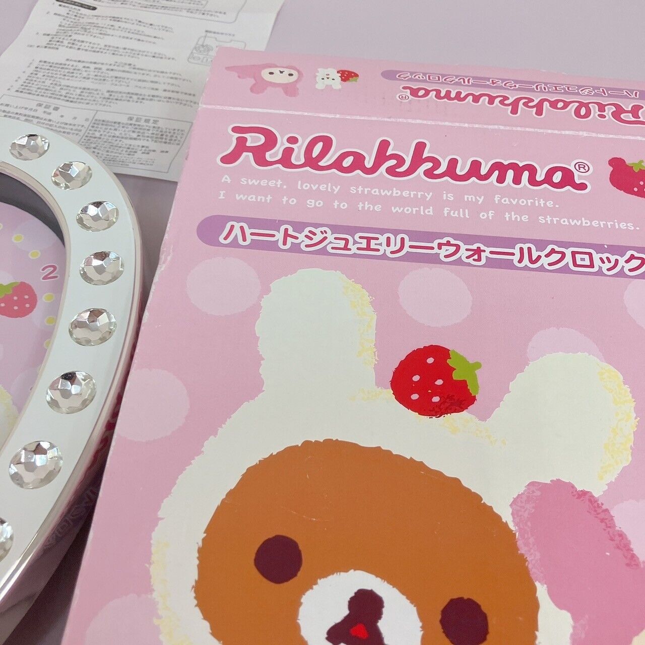 San-x Rilakkuma Clock Heart Jewelry Wall Clock Korilakkuma Kiiroitori White Pink