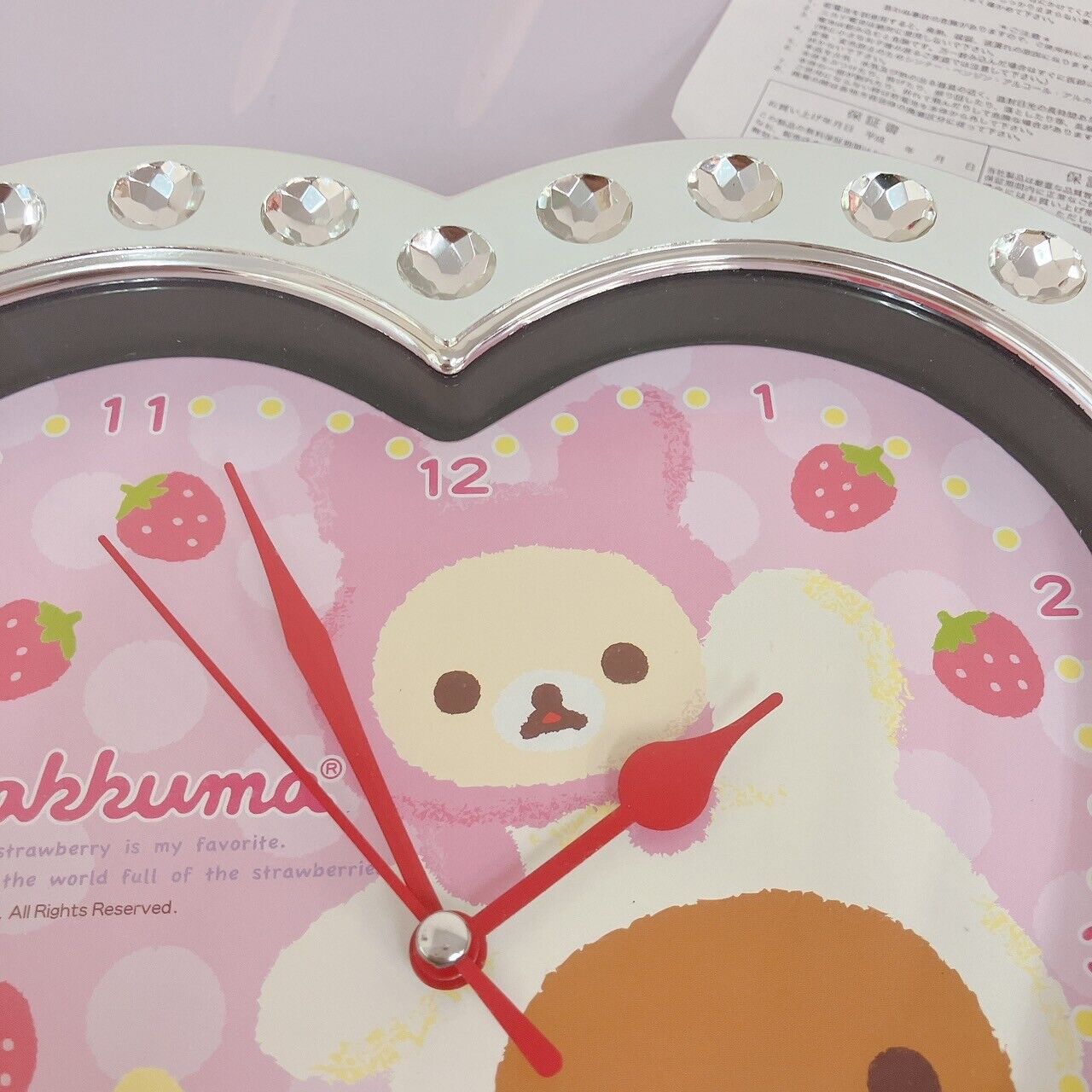 San-x Rilakkuma Clock Heart Jewelry Wall Clock Korilakkuma Kiiroitori White Pink