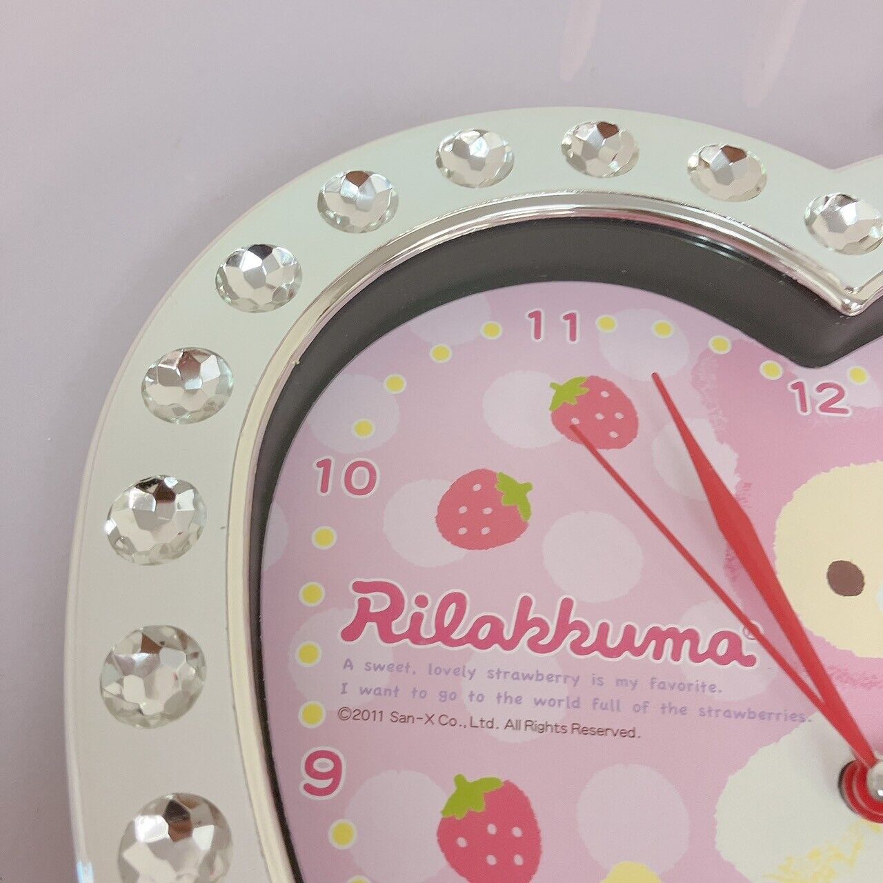 San-x Rilakkuma Clock Heart Jewelry Wall Clock Korilakkuma Kiiroitori White Pink