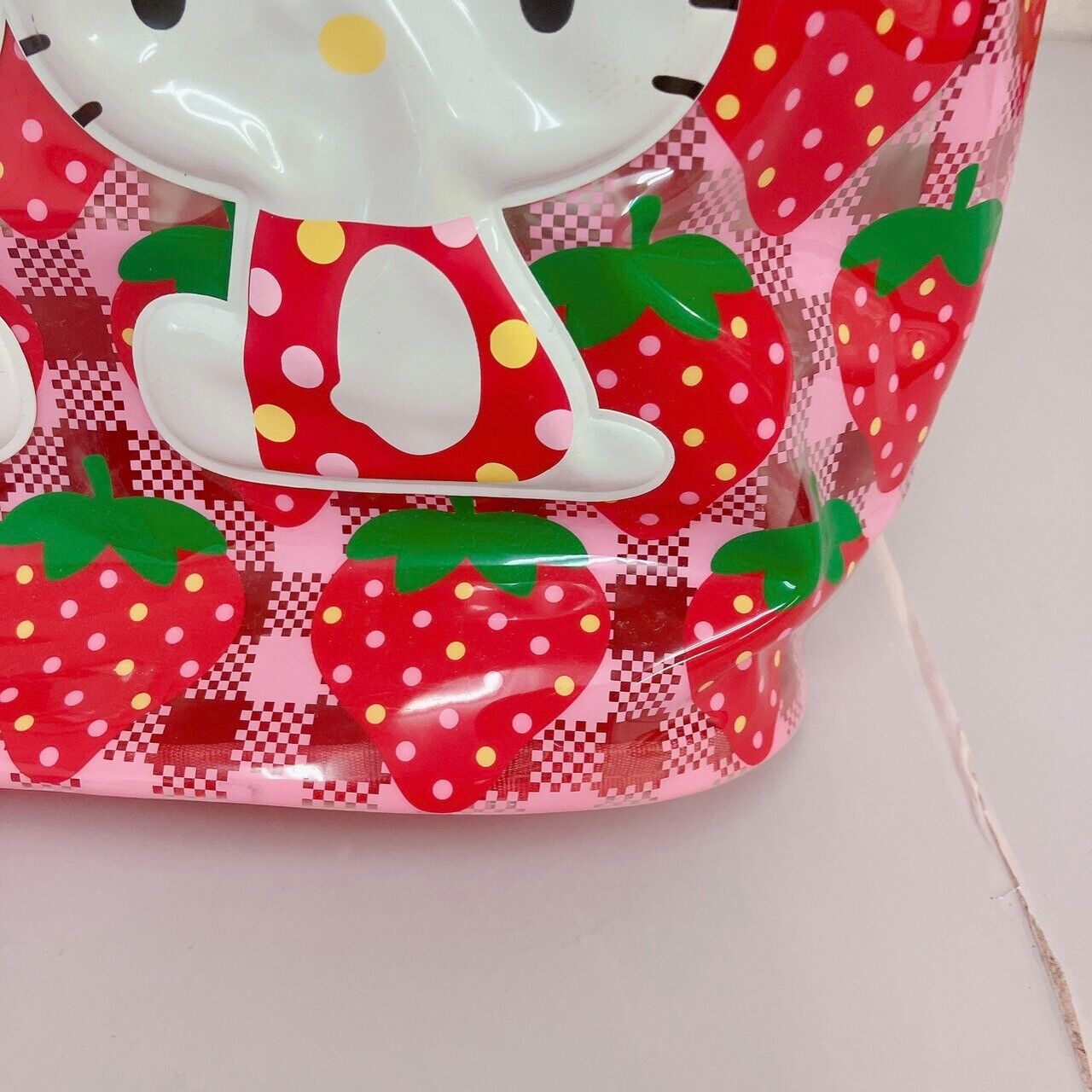 Sanrio Hello Kitty Mimmy Swimming Vinyl Pool Tote Bag Red Pink Strawberry Rare