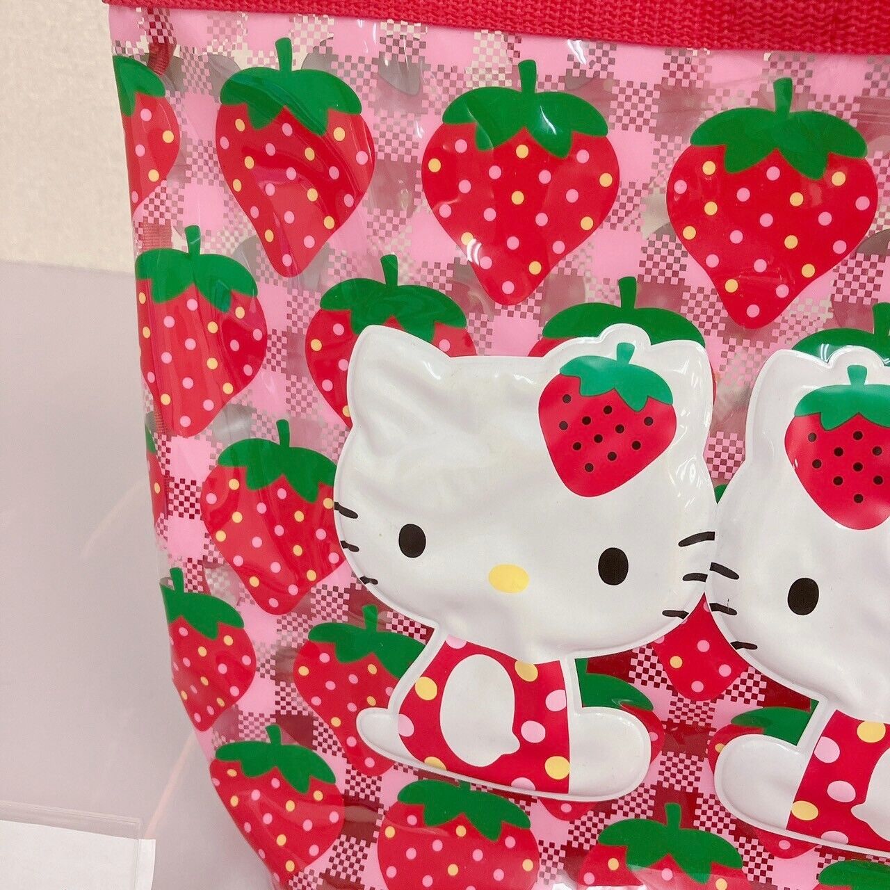 Sanrio Hello Kitty Mimmy Swimming Vinyl Pool Tote Bag Red Pink Strawberry Rare