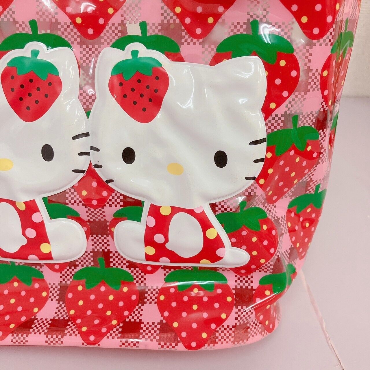 Sanrio Hello Kitty Mimmy Swimming Vinyl Pool Tote Bag Red Pink Strawberry Rare