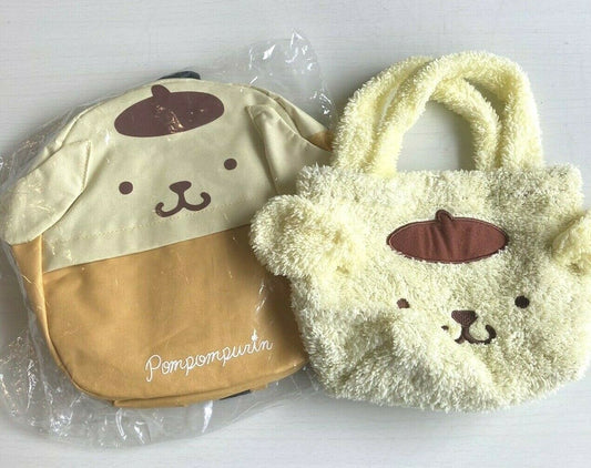 Sanrio Pompompurin Ruck sack & Tote bag 2 Set Pink Face Plush Toy Anime Japan